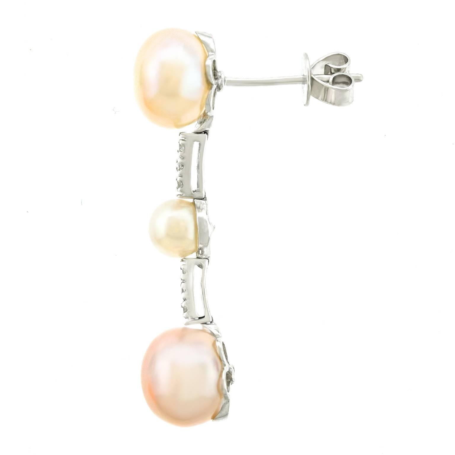 Jenny Perl Diamond and Akoya Pearl White Gold Earrings 2