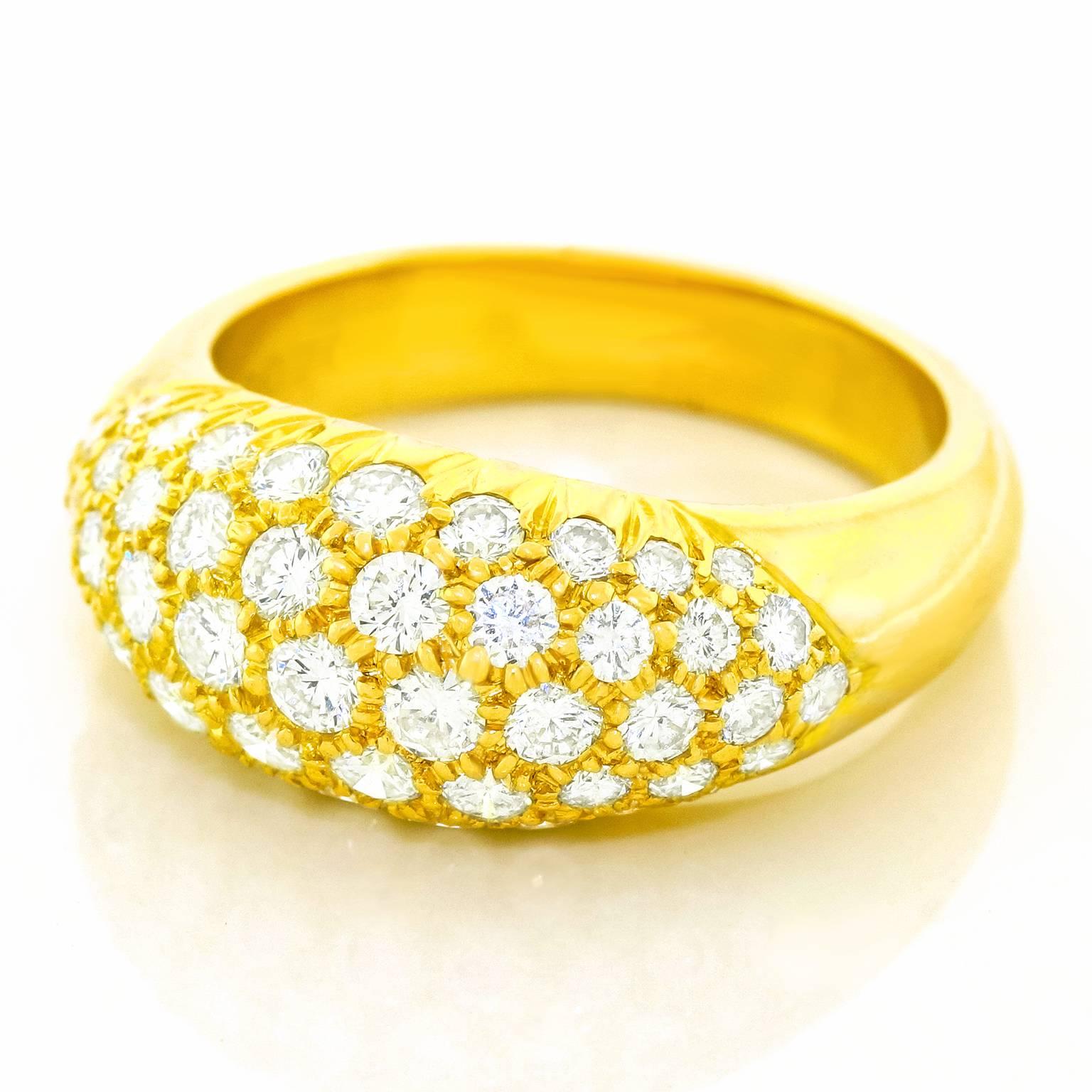 Diamond Pave Gold Dome Ring In Excellent Condition In Litchfield, CT