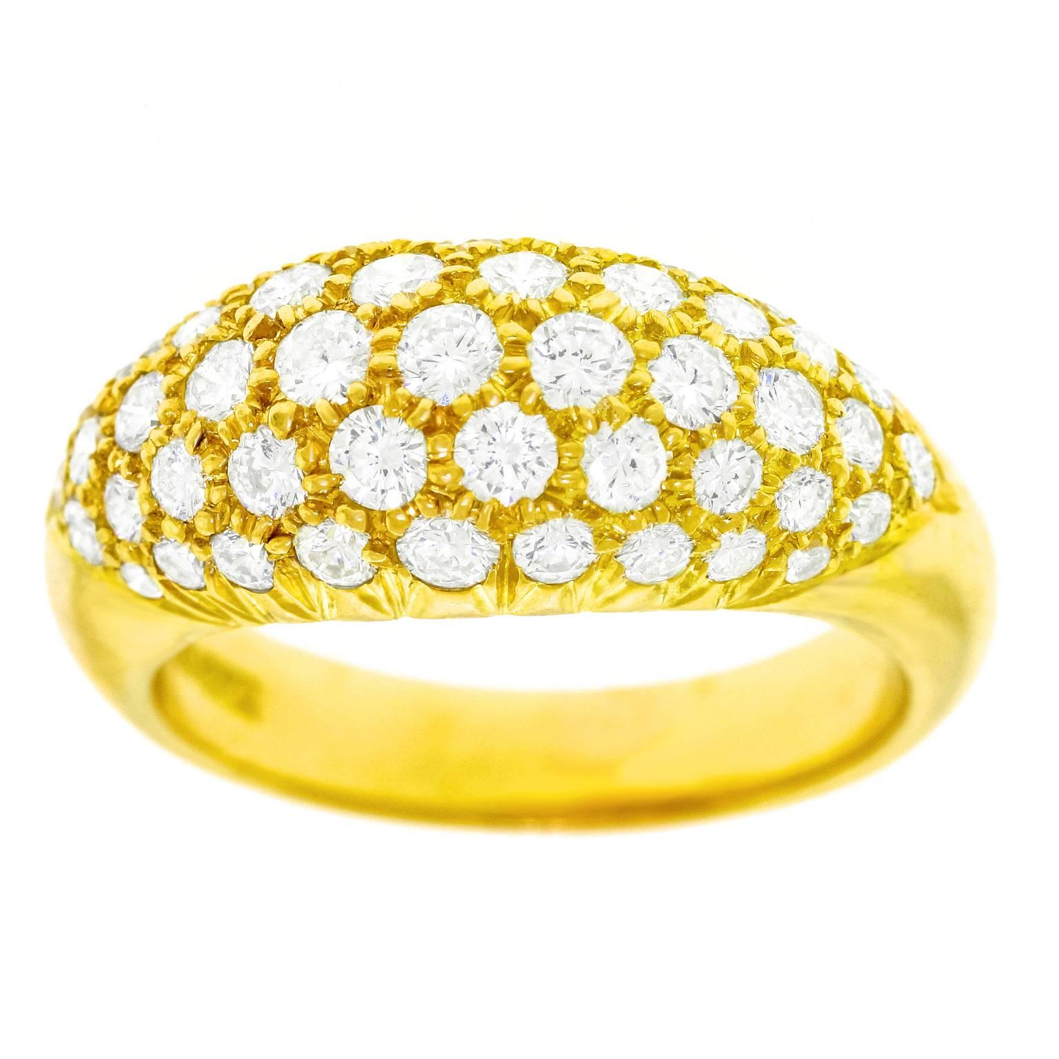 Diamond Pave Gold Dome Ring