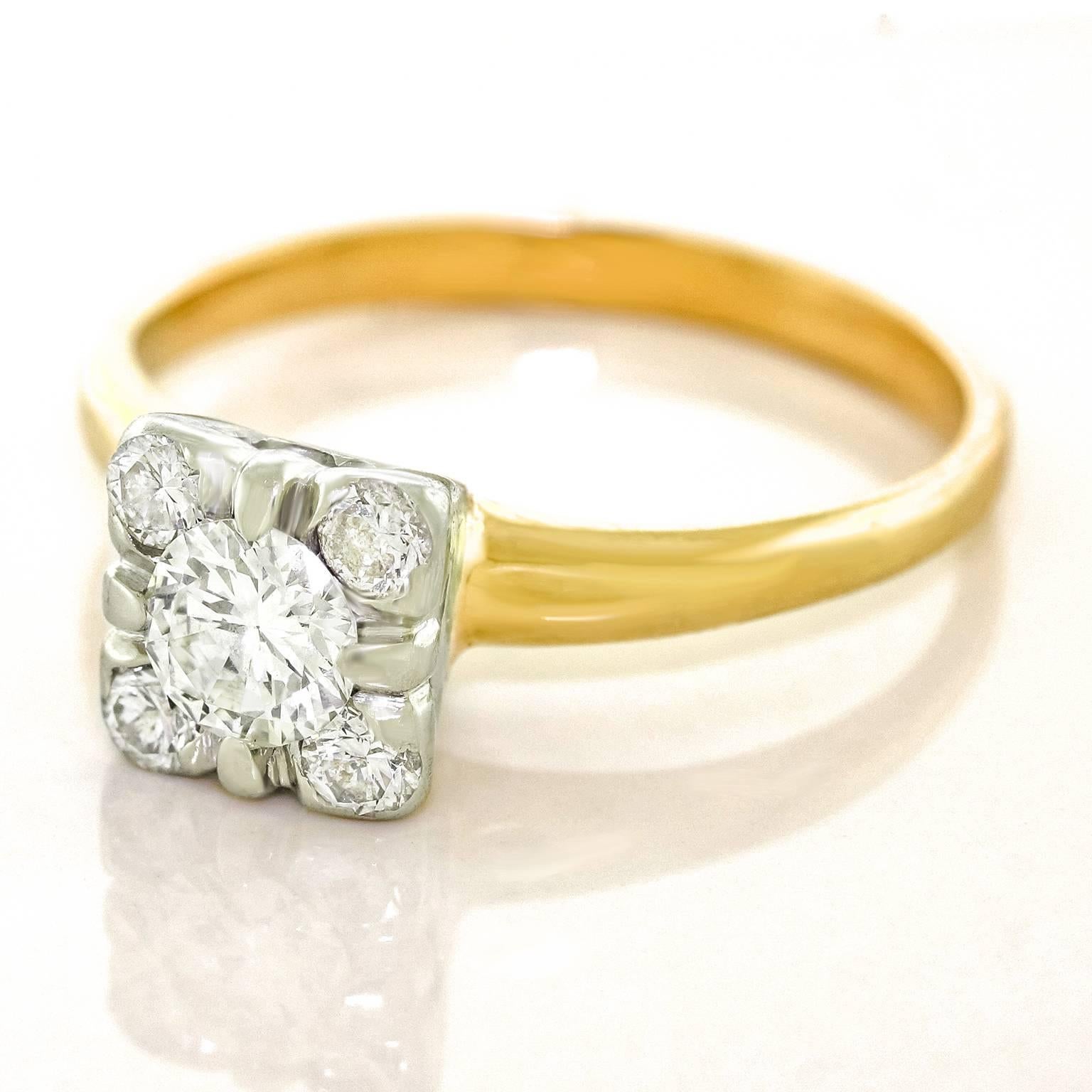 Retro Forties Diamond & Gold Engagement Ring 4