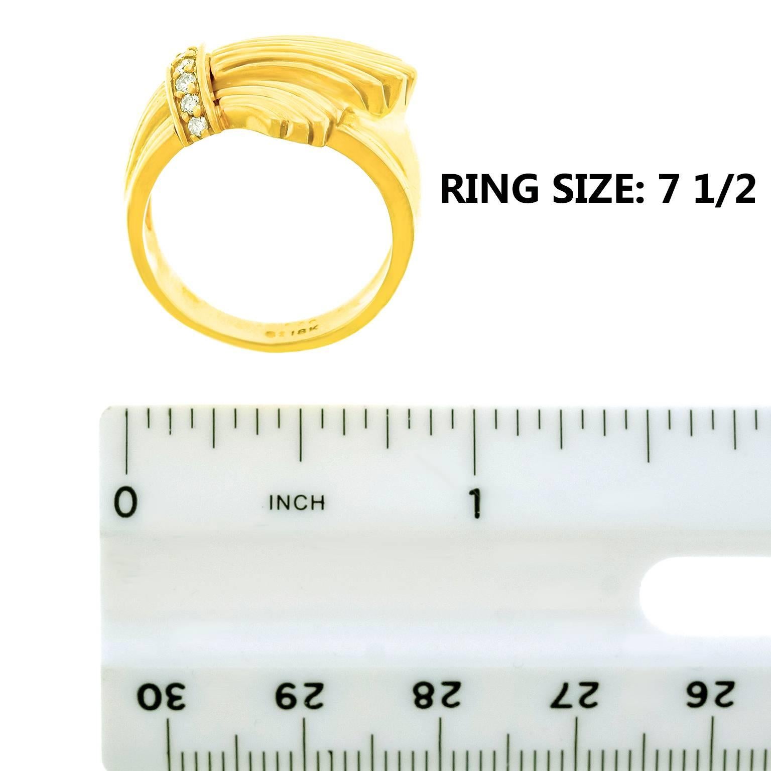 Fleur-de-Lis Diamond Set Gold Ring 1