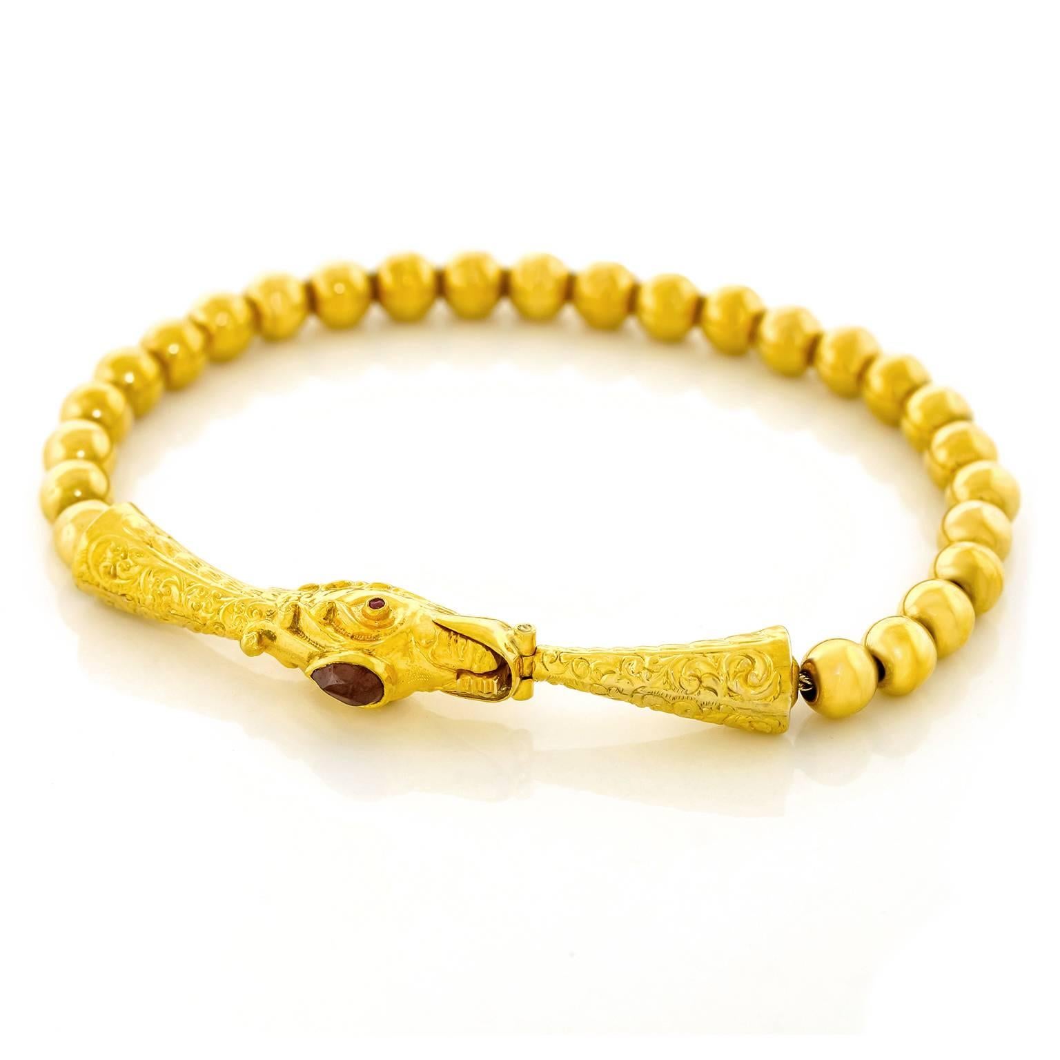 Victorian Gold Snake Bracelet In Excellent Condition In Litchfield, CT