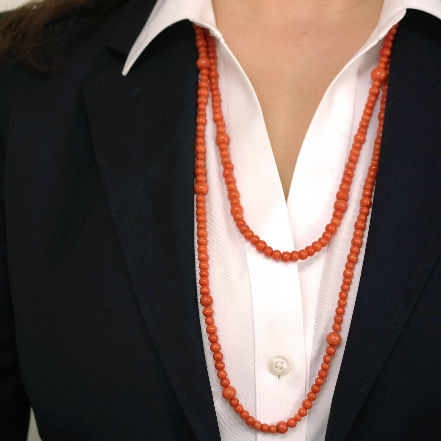 Women's 60-inch Antique Natural Coral Necklace