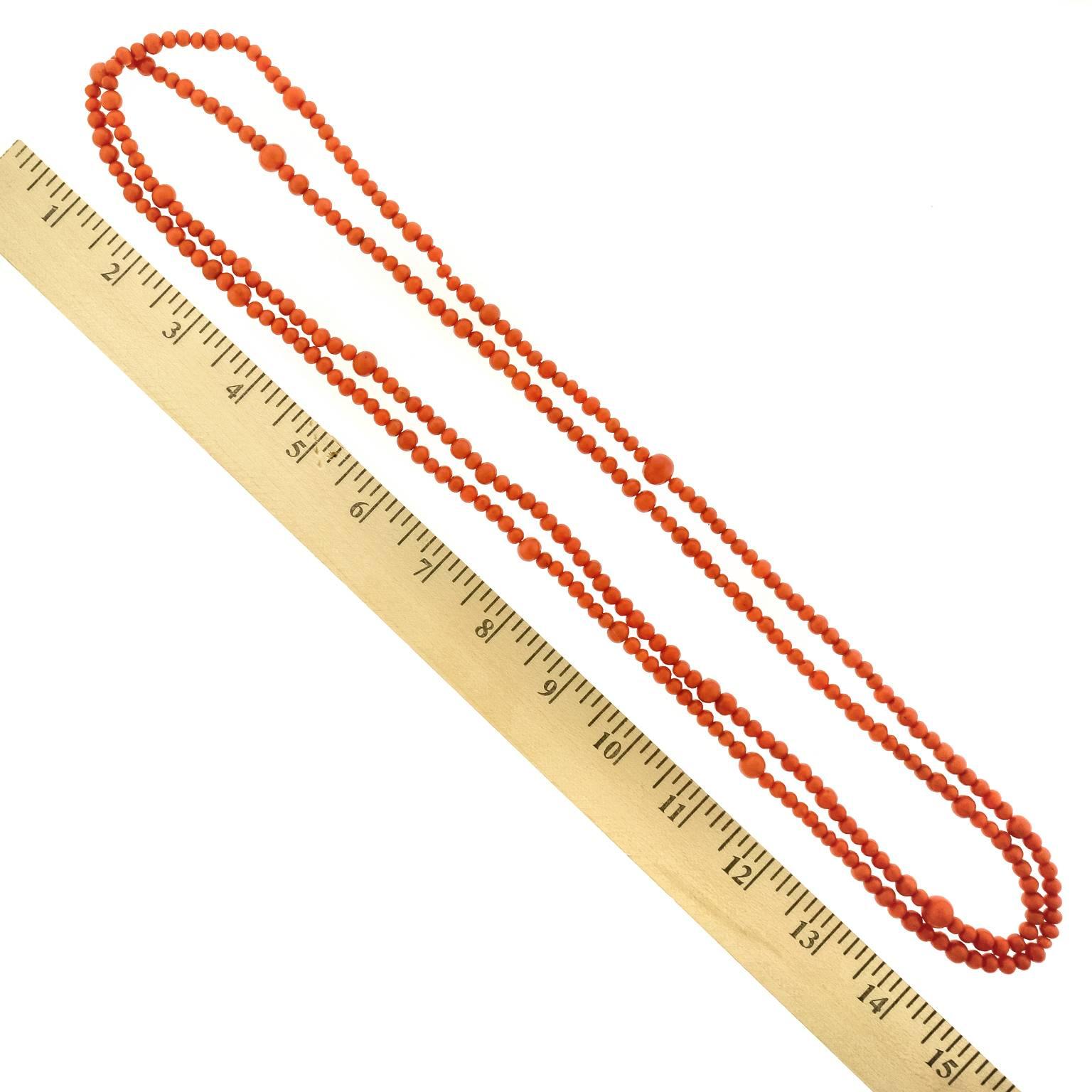 60-inch Antique Natural Coral Necklace 2