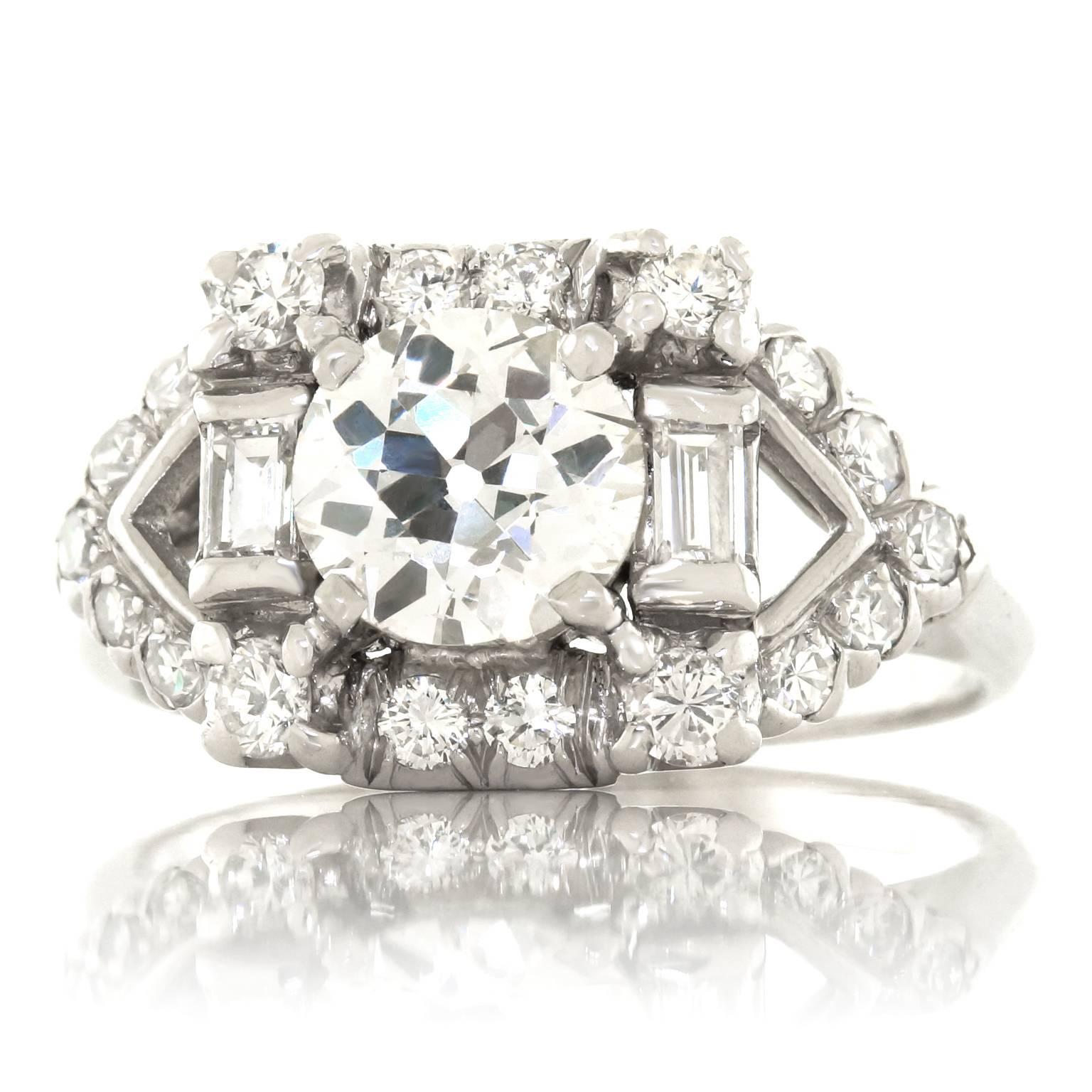 Art Deco Diamond Platinum Ring 5