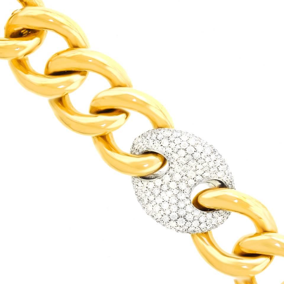 Stunning Bucherer Gold Bracelet with Diamond Pave Link 3