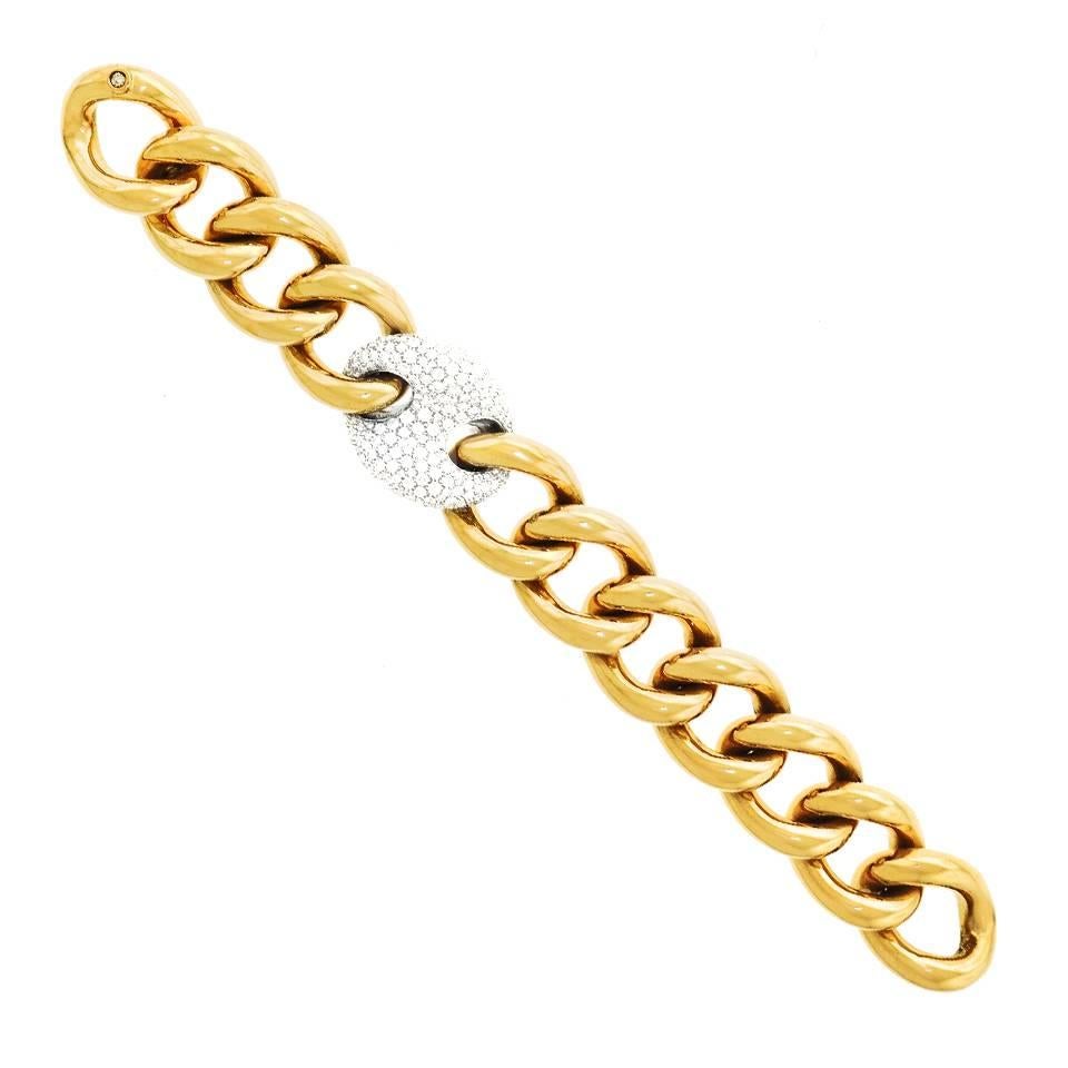 Stunning Bucherer Gold Bracelet with Diamond Pave Link 4