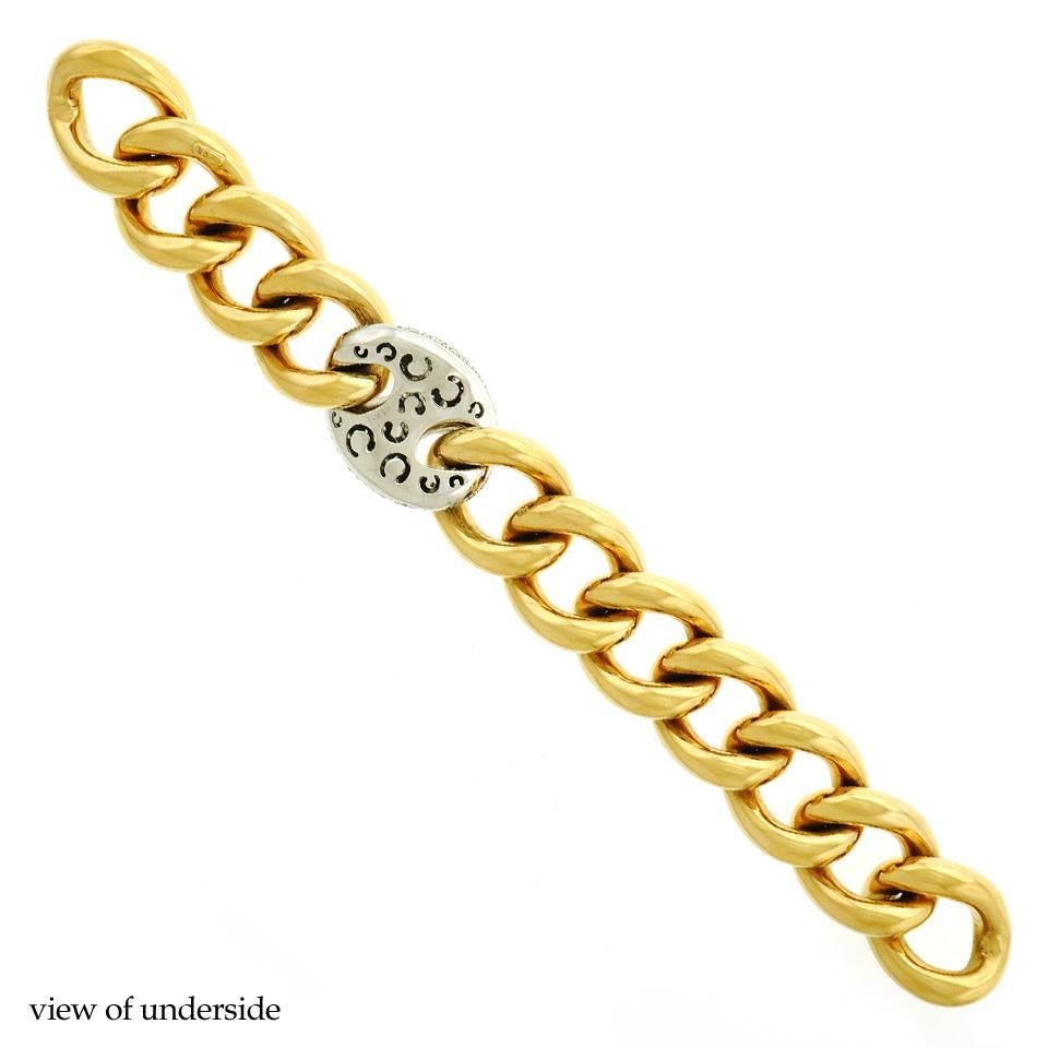 Stunning Bucherer Gold Bracelet with Diamond Pave Link 5