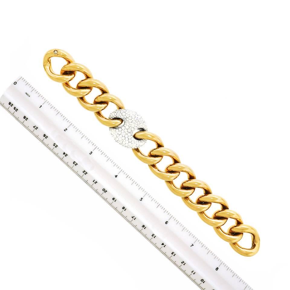Stunning Bucherer Gold Bracelet with Diamond Pave Link 2