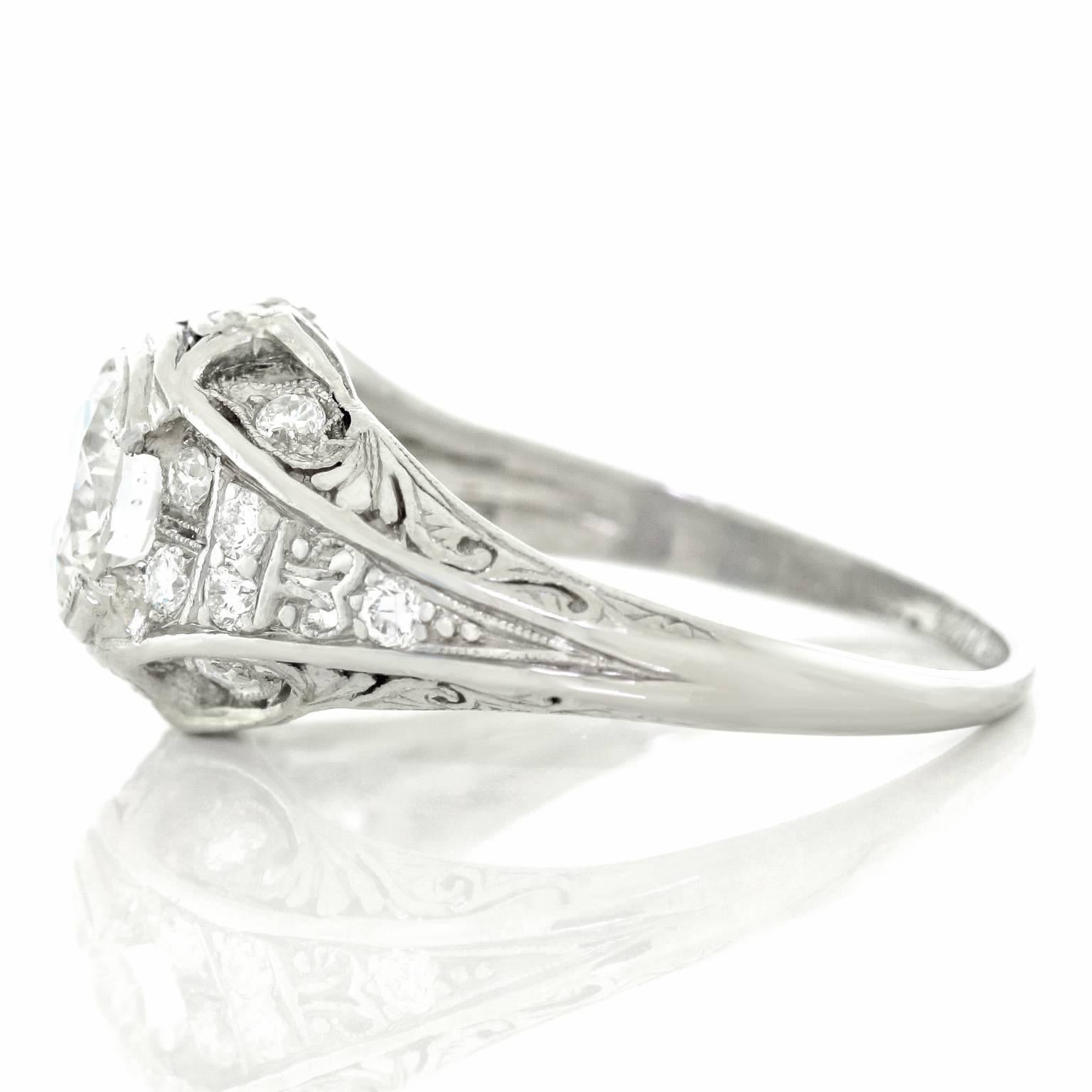 Tiffany Art Deco 1.12 Carat Diamond Platinum Engagement Ring GIA 2