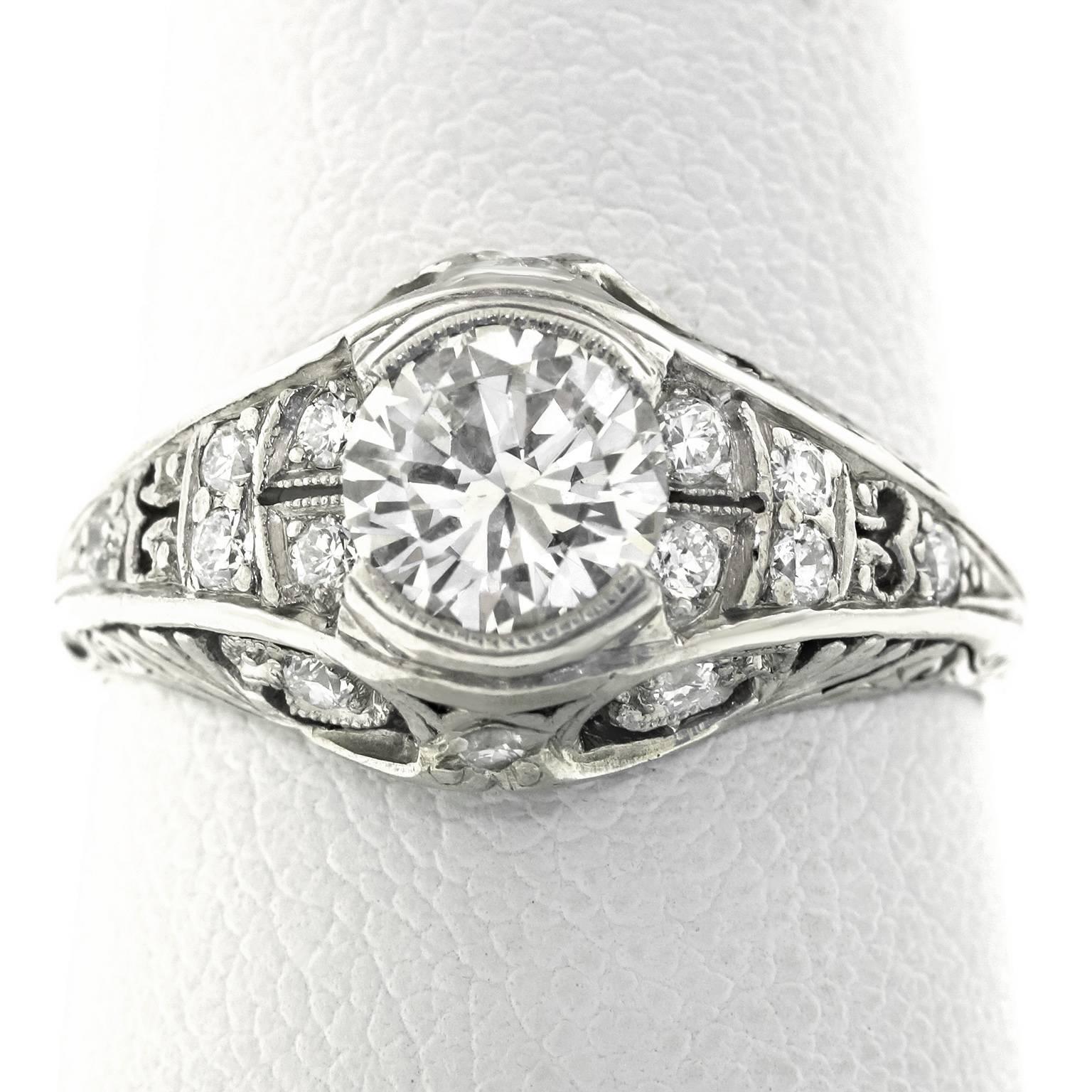 Tiffany Art Deco 1.12 Carat Diamond Platinum Engagement Ring GIA 3