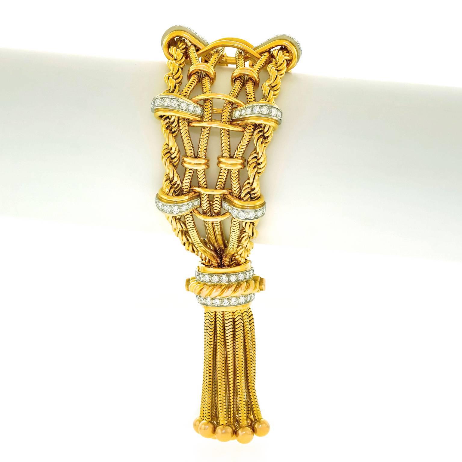 Solvil Incredible Sixties Gold & Diamond Tassel Bracelet 4