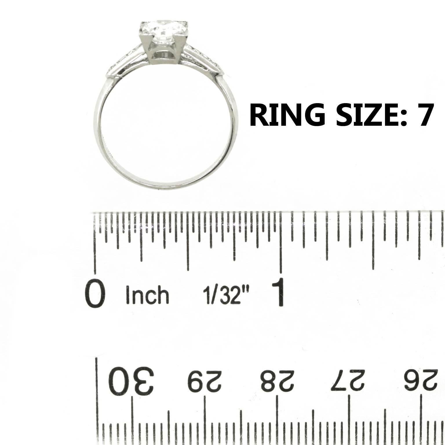 1930s Art Deco .91 Carat GIA Cert Diamond Platinum Engagement Ring 2