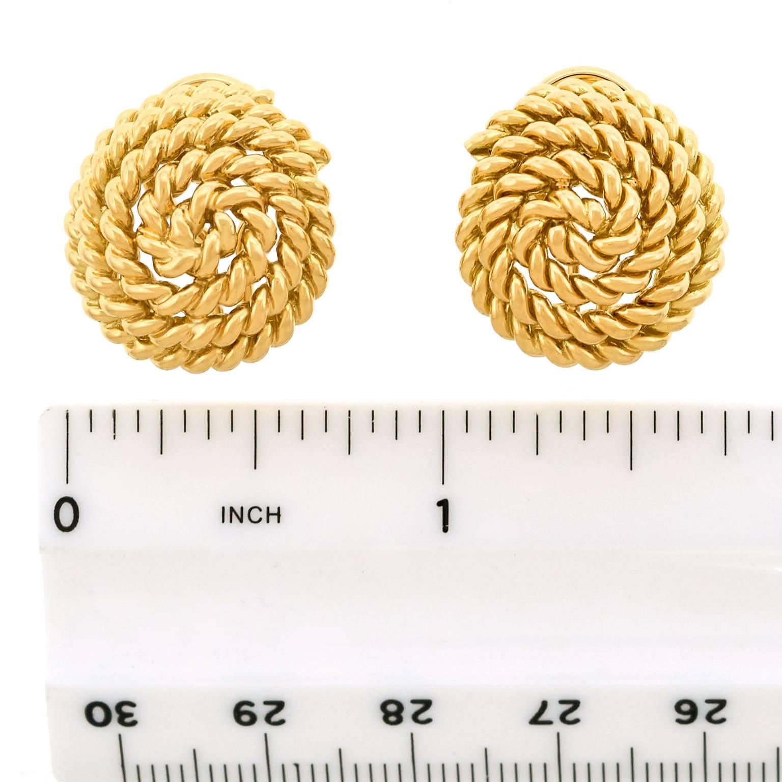 Tiffany & Co. Gold Rope Motif Earrings 2