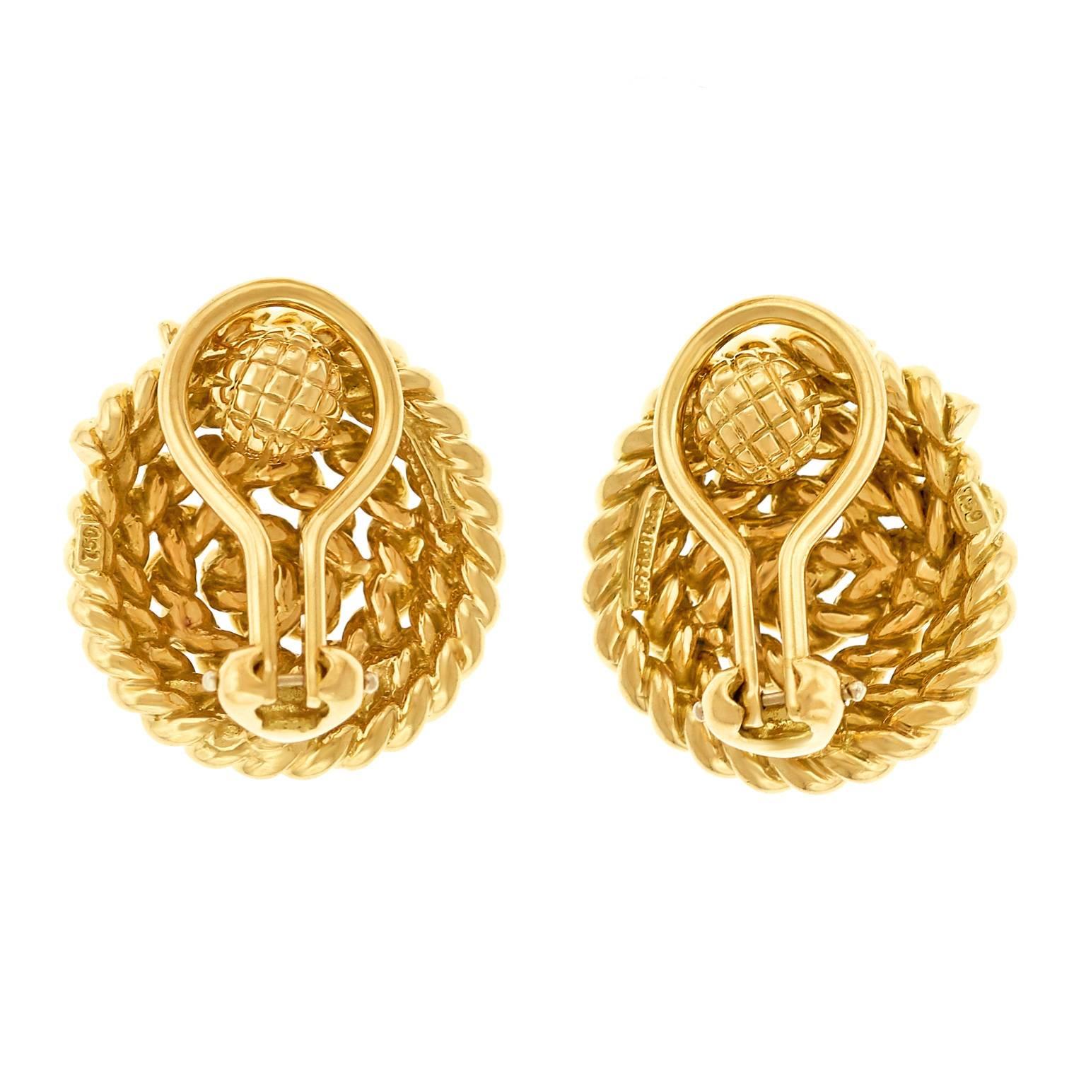 Tiffany & Co. Gold Rope Motif Earrings 3