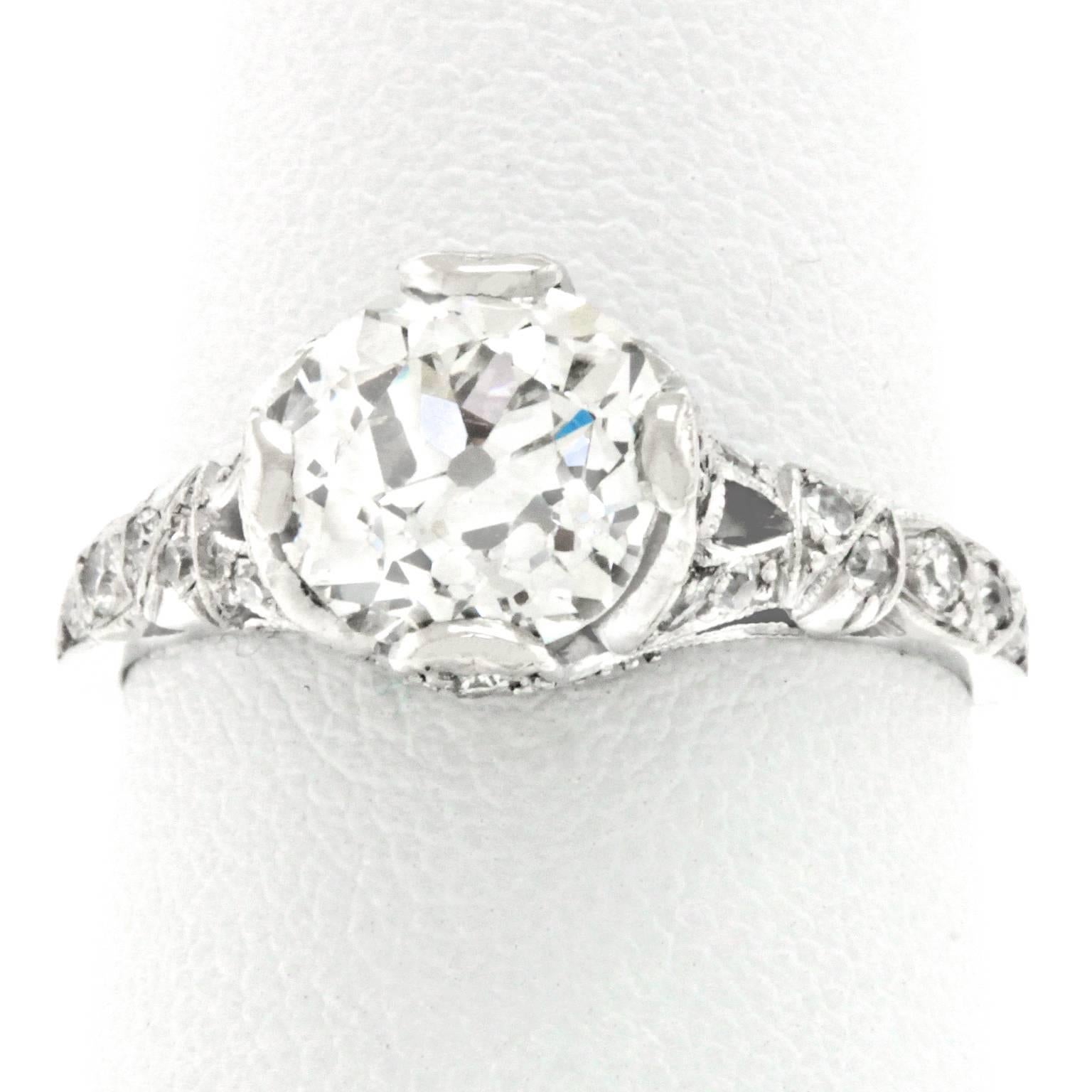 Art Deco 2.03 Carat Diamond-Set Platinum Engagement Ring GIA 4
