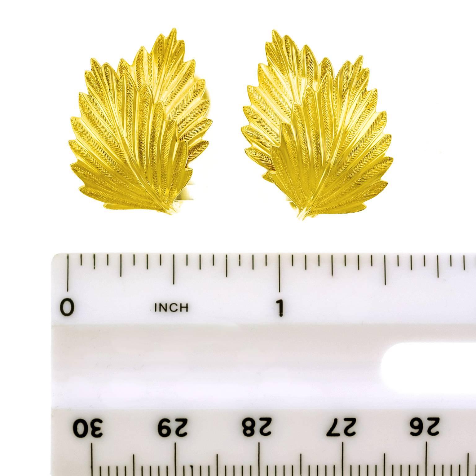 Tiffany & Co. Sixties Gold Leaf Earrings 2