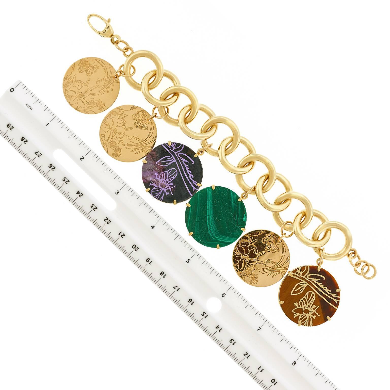 Gucci “Flora St. Tropez” Gold Charm Bracelet In Excellent Condition In Litchfield, CT