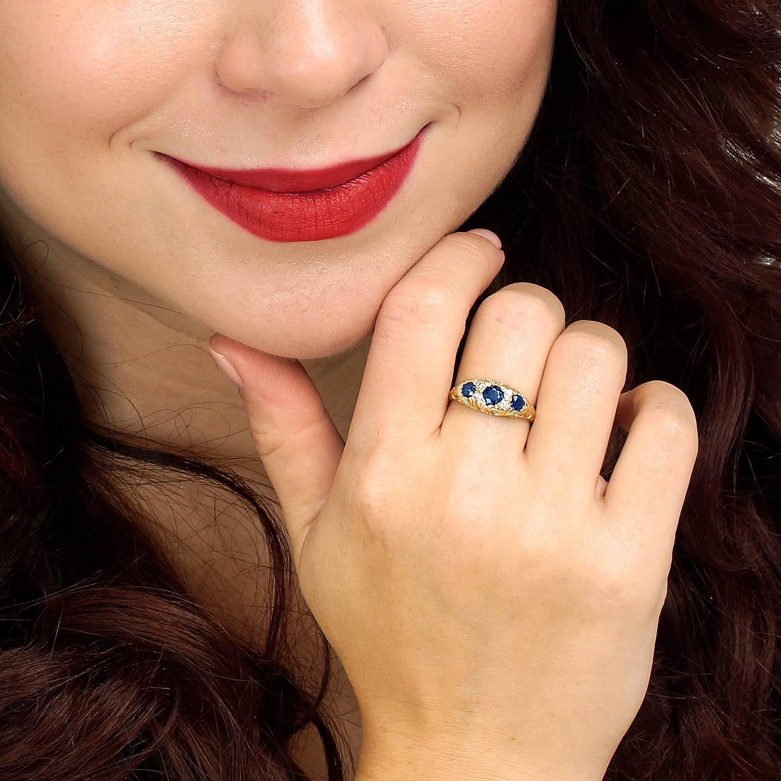 Women's Classic Sapphire Diamond Gold Ring