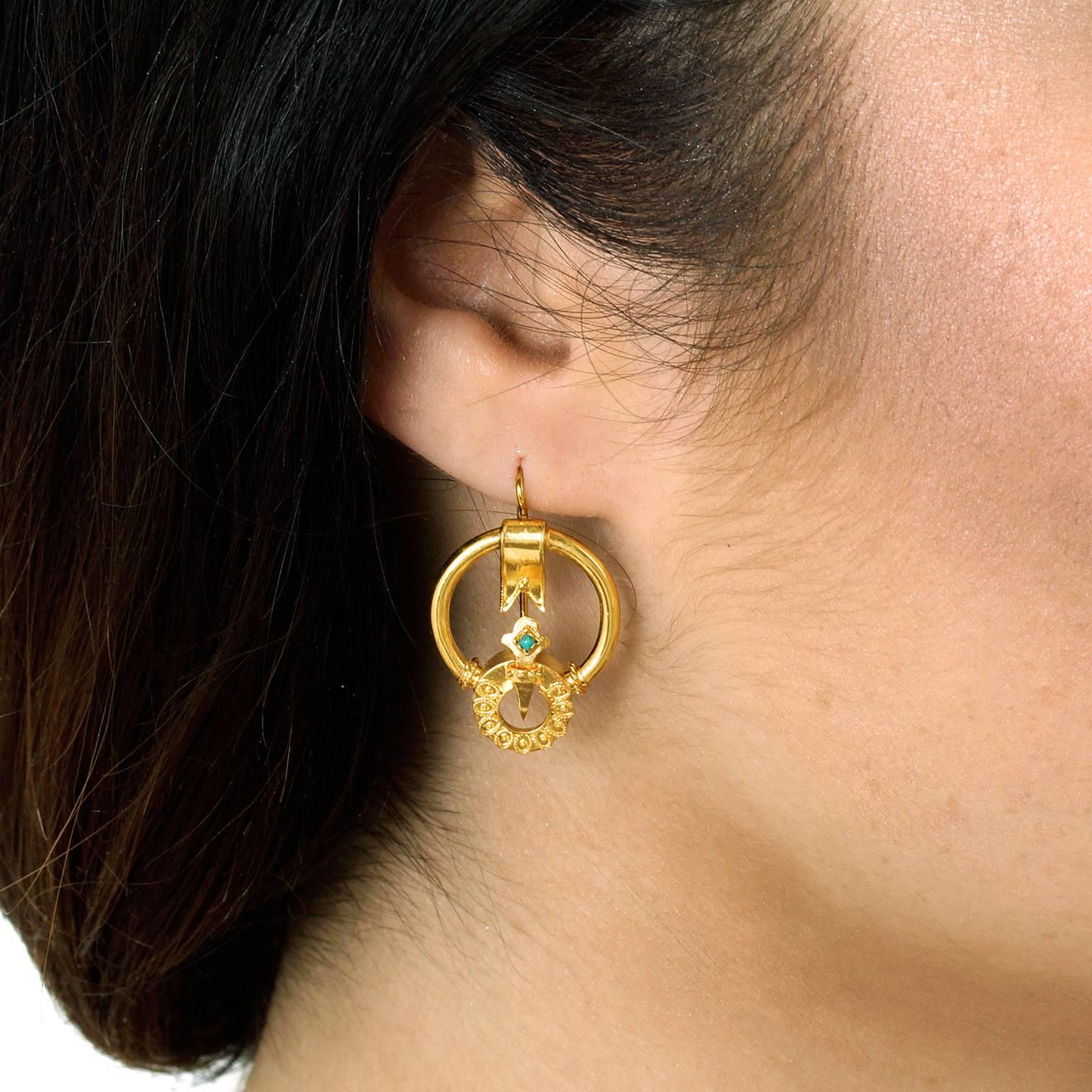 Women's Antique Victorian Gold Earrings