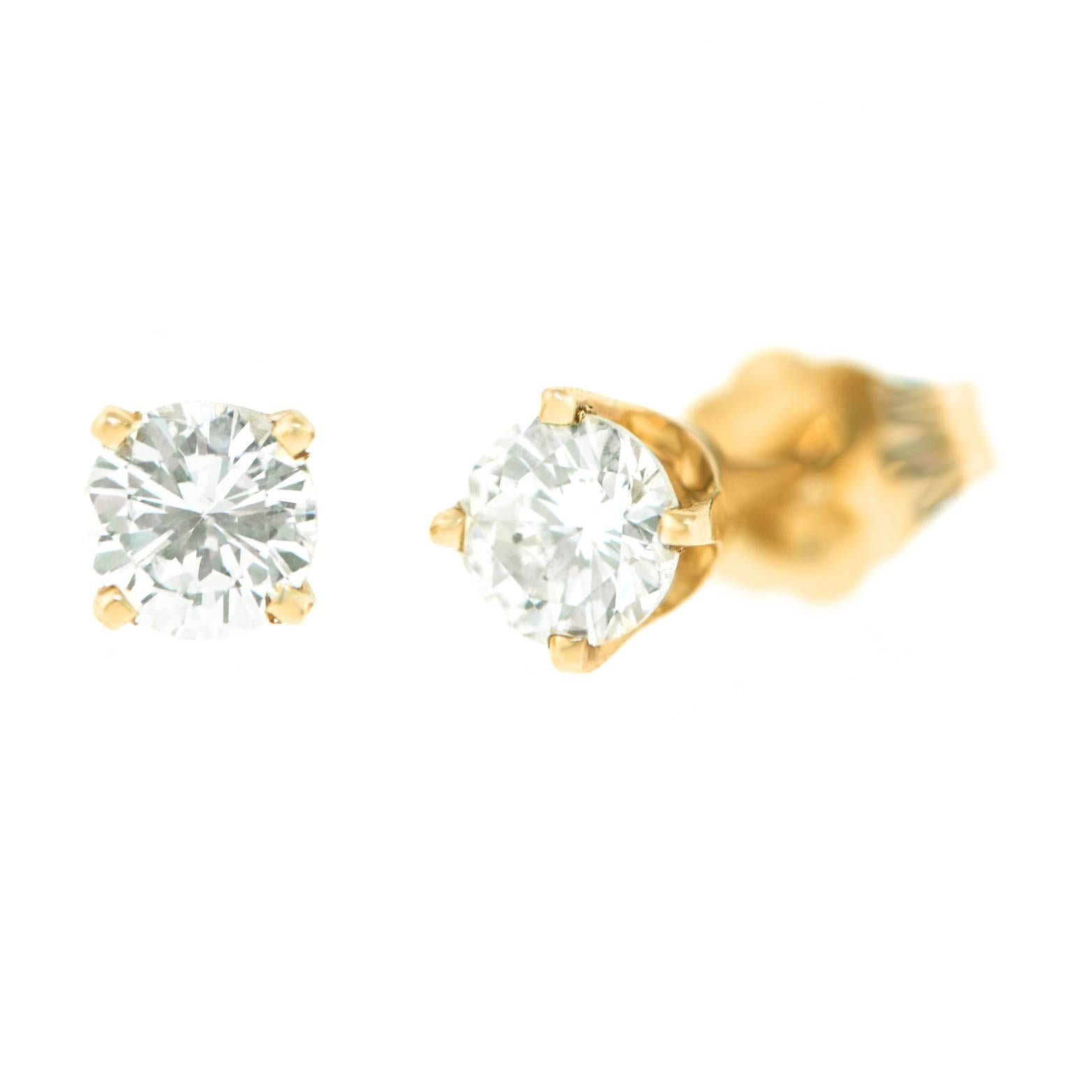 Women's or Men's .50 Carat Diamonds Gold Stud Earrings