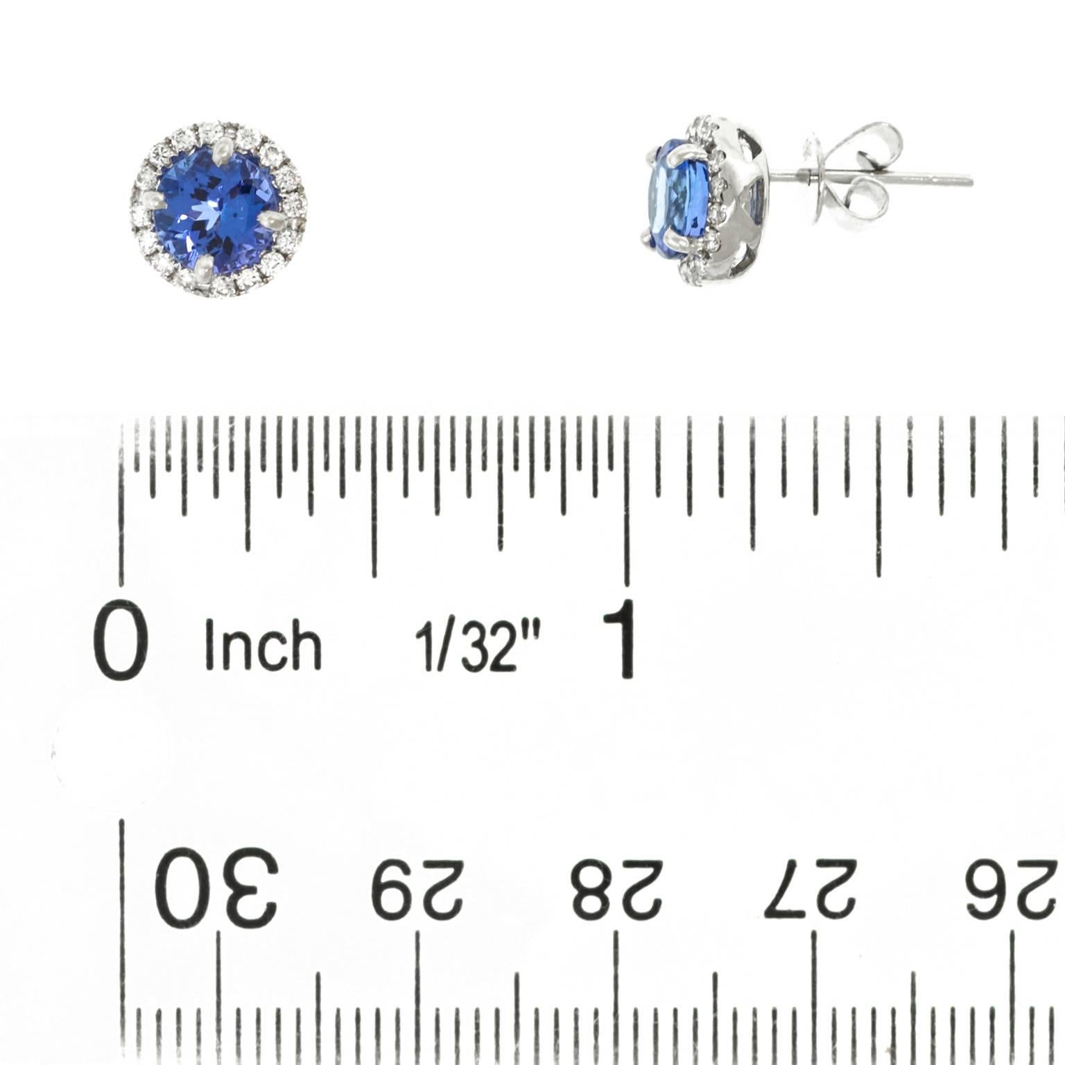 Tanzanite Diamond Gold Stud Earrings 2