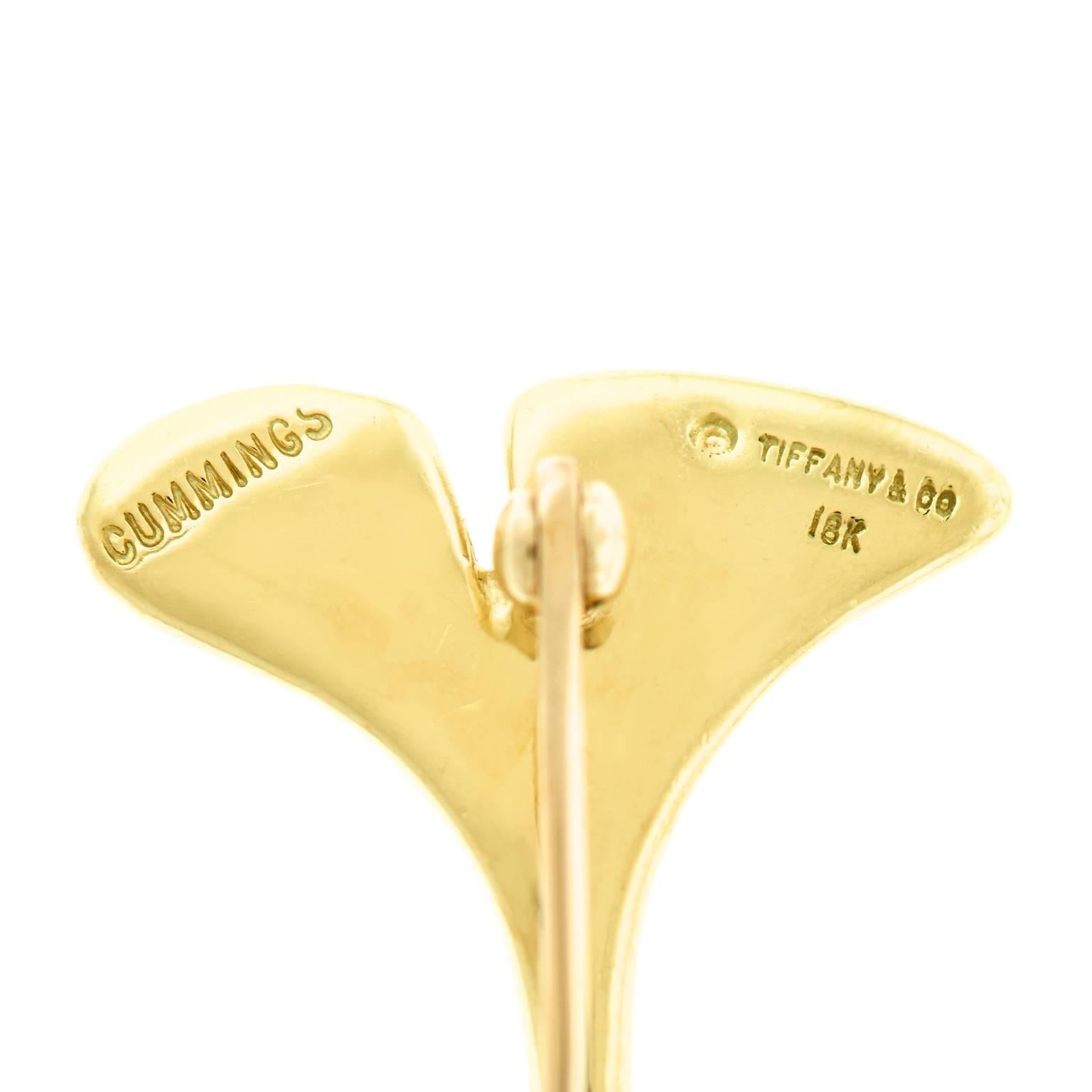 1980s Tiffany & Co. Angela Cummings Gold Ginkgo Leaf Brooch 1