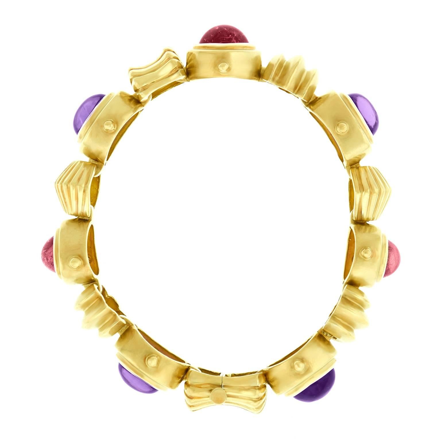 Seidengang One-of-a-Kind Tourmaline and Amethyst Gold Bracelet 3
