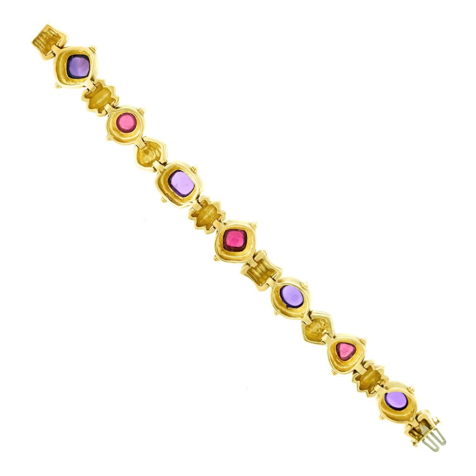 Seidengang One-of-a-Kind Tourmaline and Amethyst Gold Bracelet 4