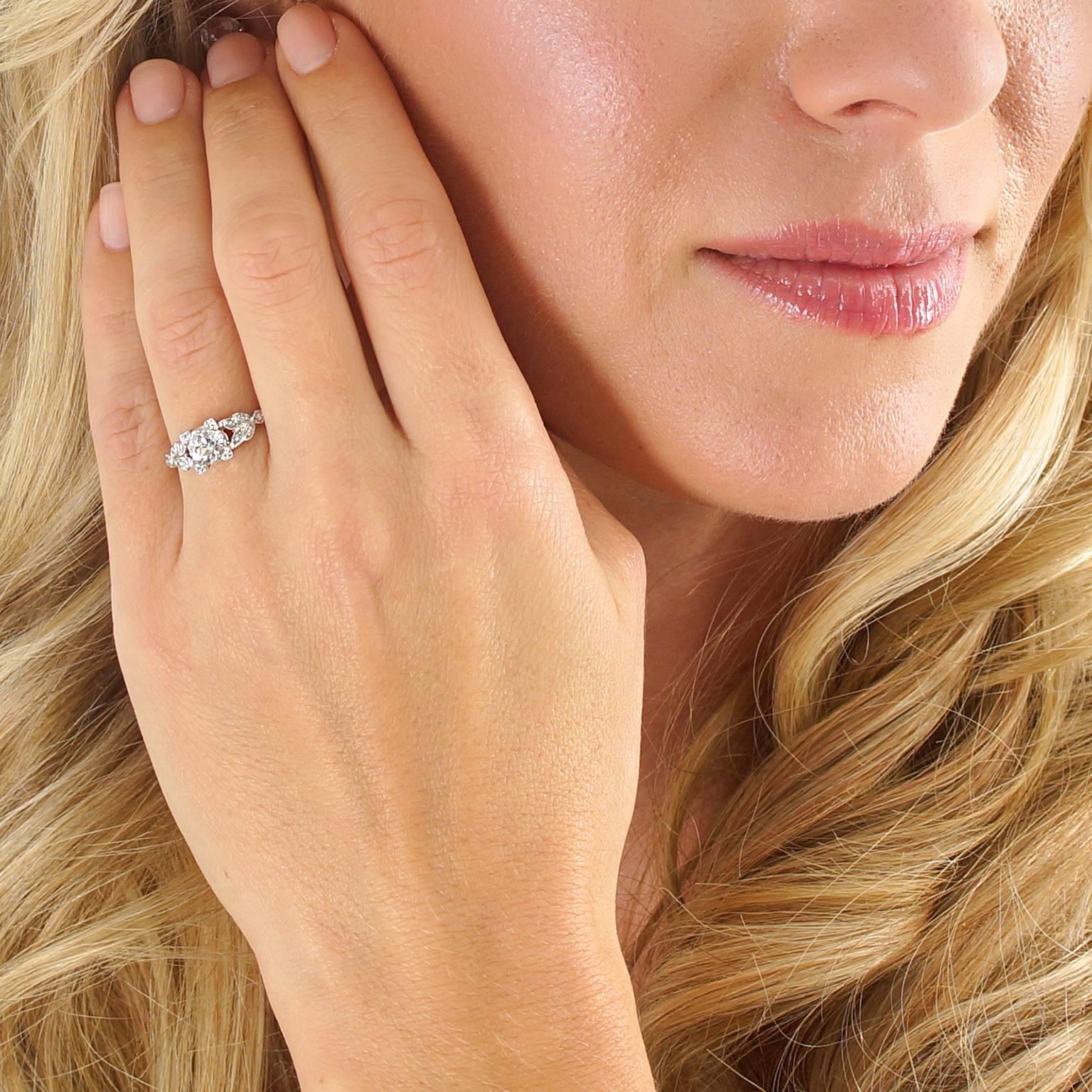 Women's 1930s Art Deco .90 Carat GIA Cert Diamond Platinum Engagement Ring
