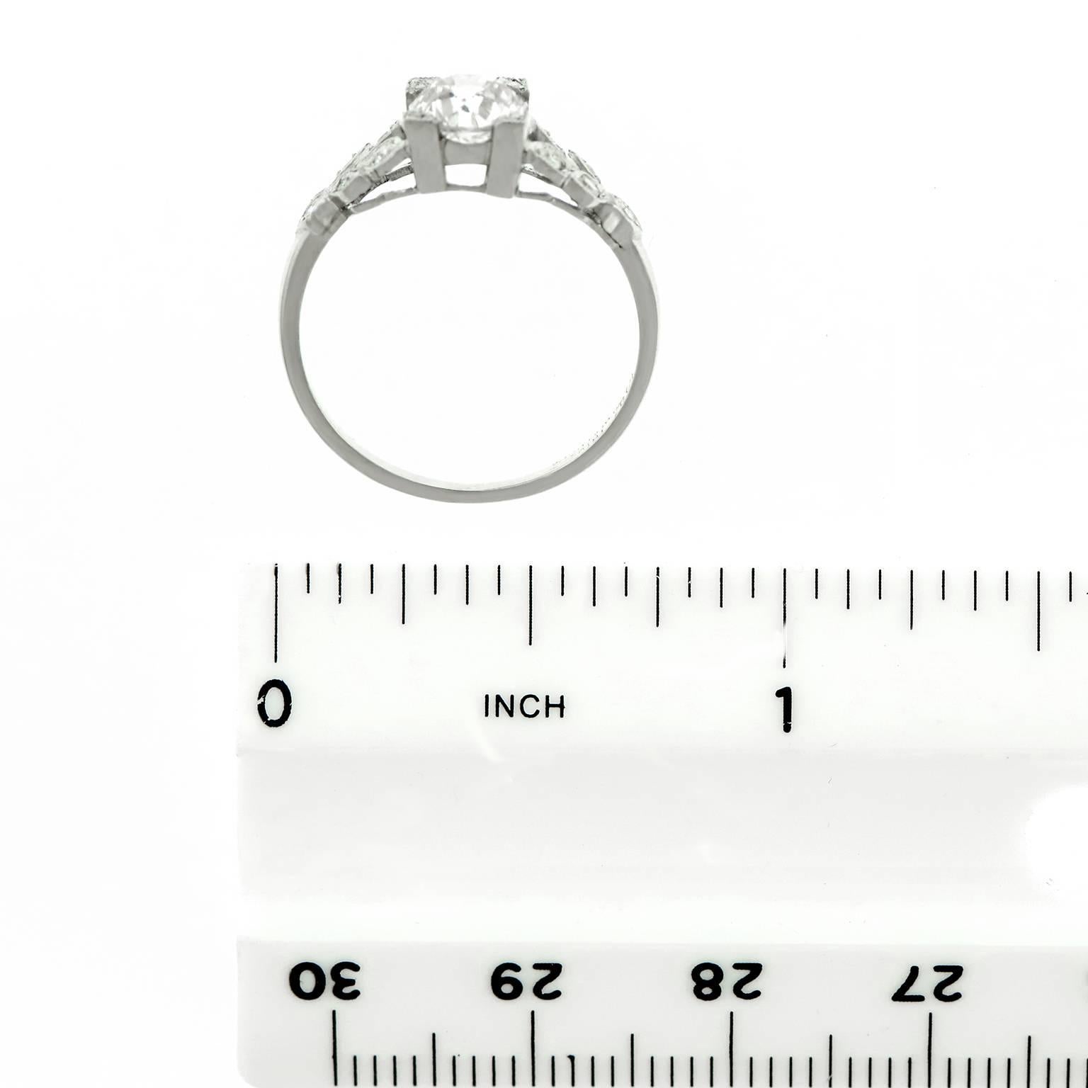 1930s Art Deco .90 Carat GIA Cert Diamond Platinum Engagement Ring 2