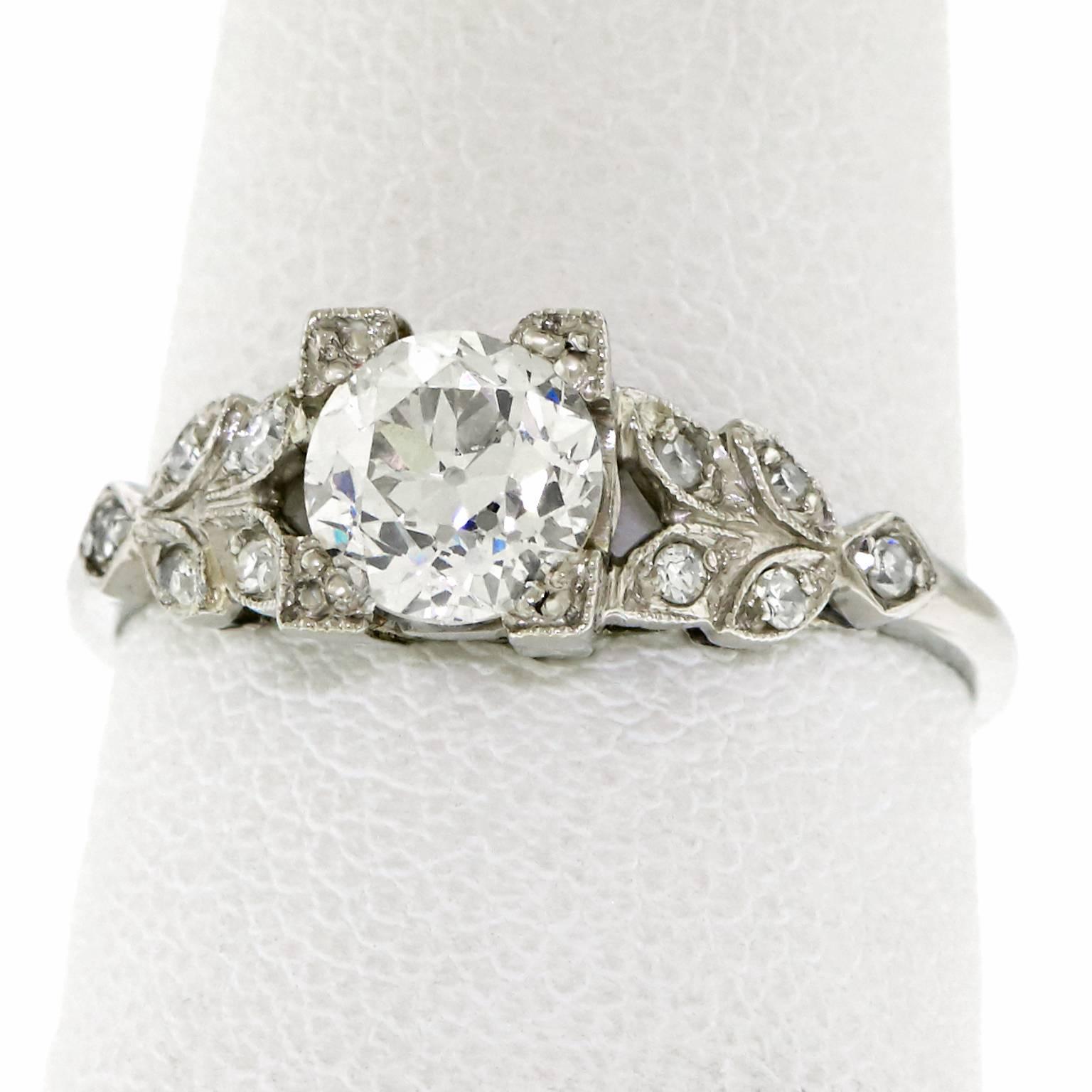 1930s Art Deco .90 Carat GIA Cert Diamond Platinum Engagement Ring 4