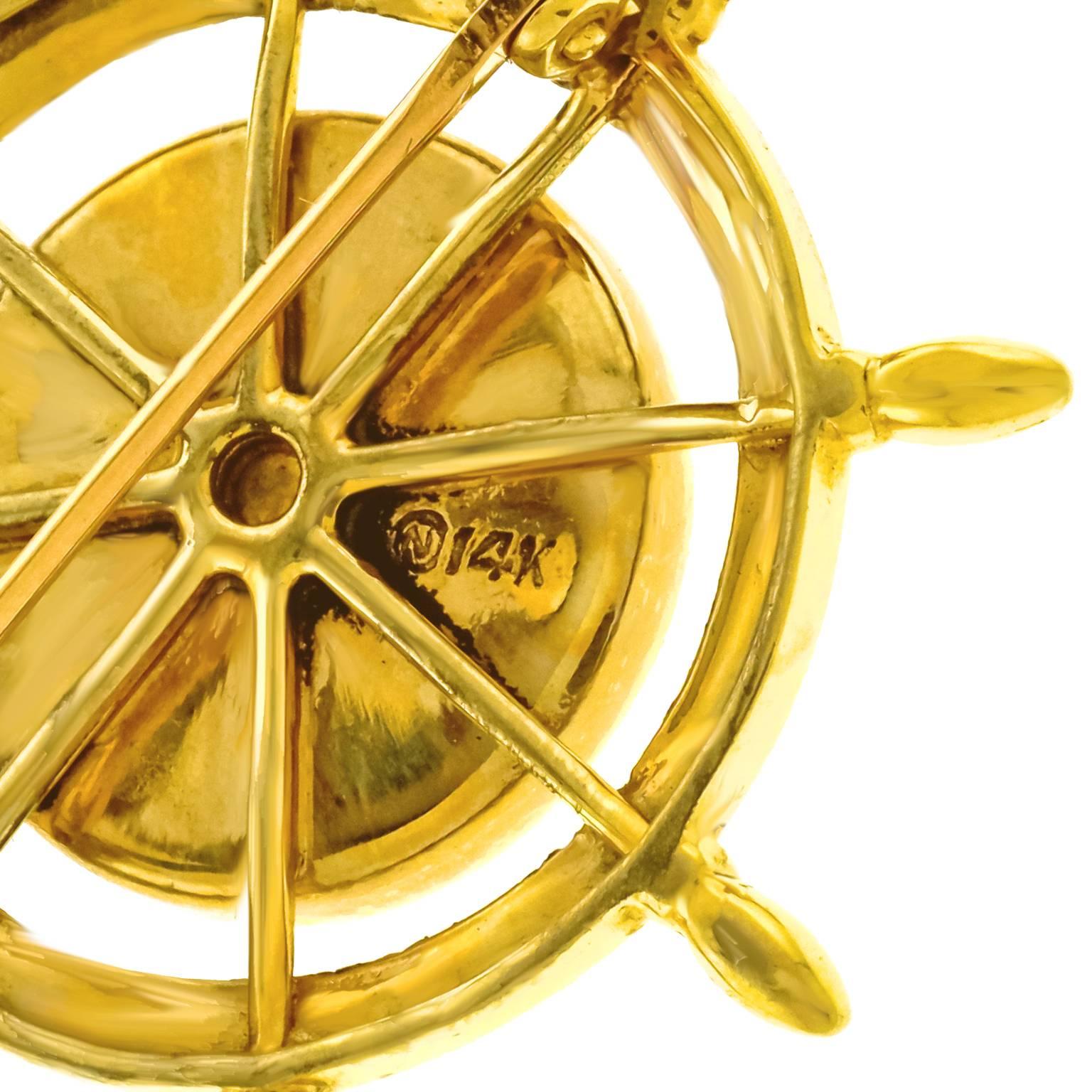 Nautical Theme Essex Crystal Gold Brooch 1
