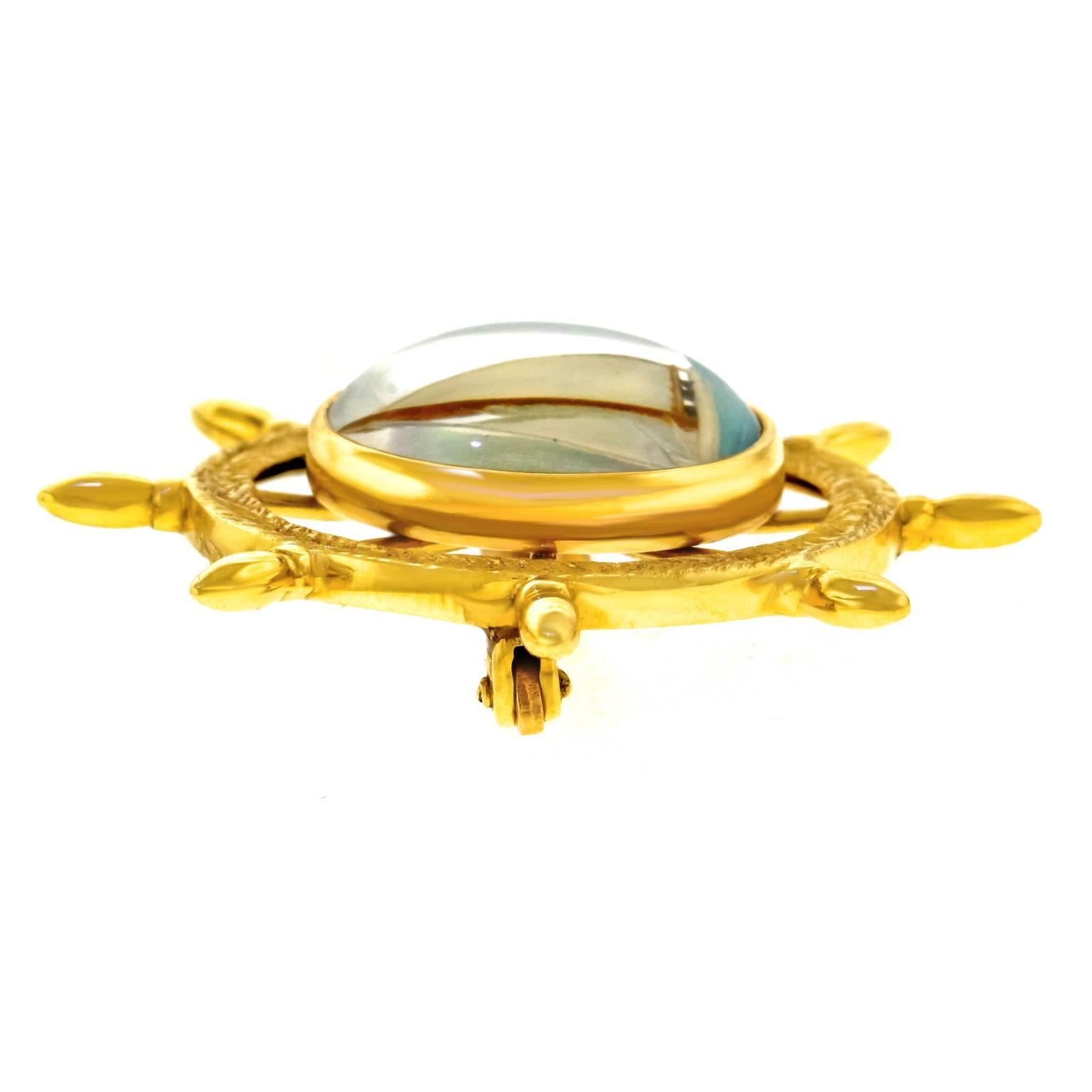 Nautical Theme Essex Crystal Gold Brooch 4