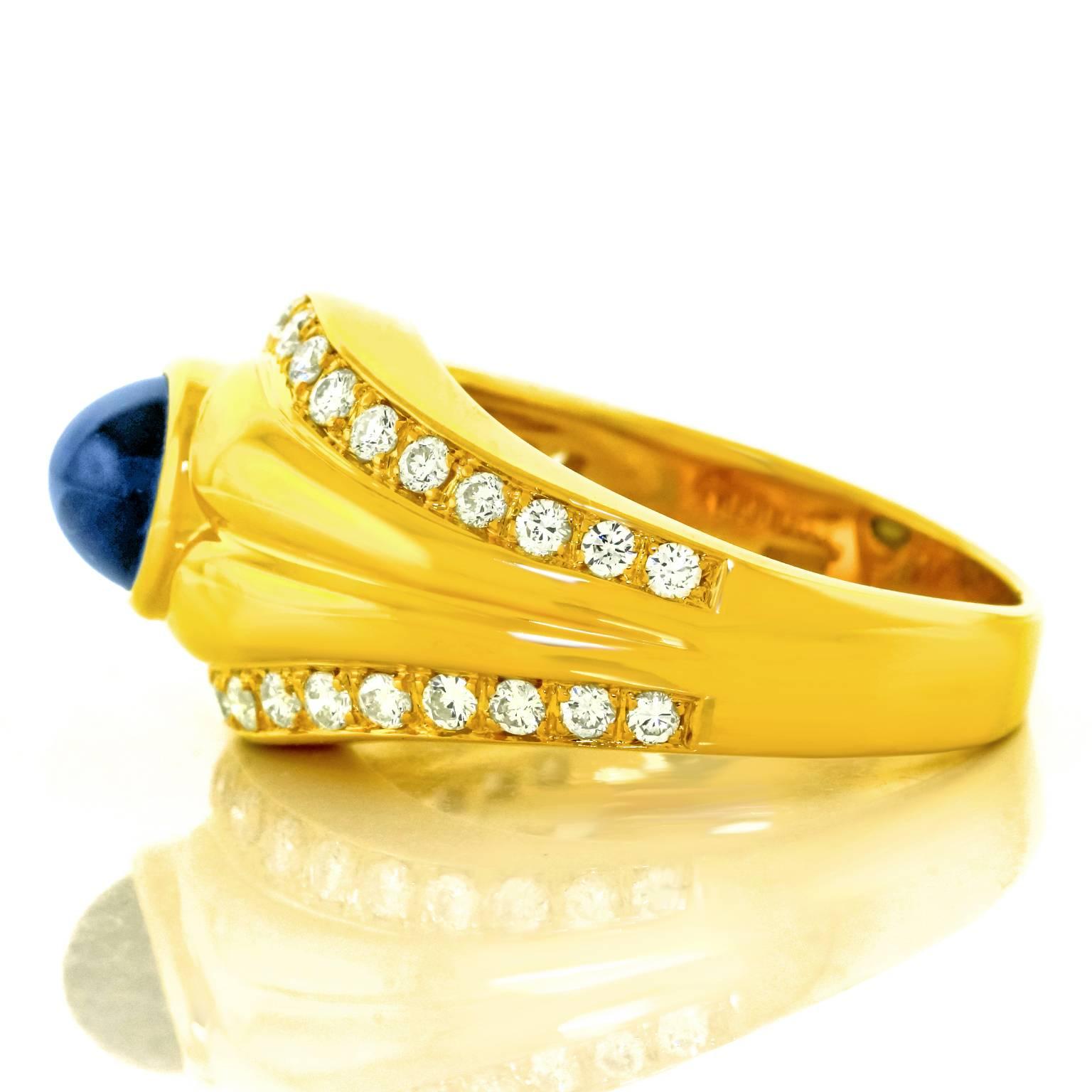 1970s Chic Sapphire Diamond Gold Ring 3