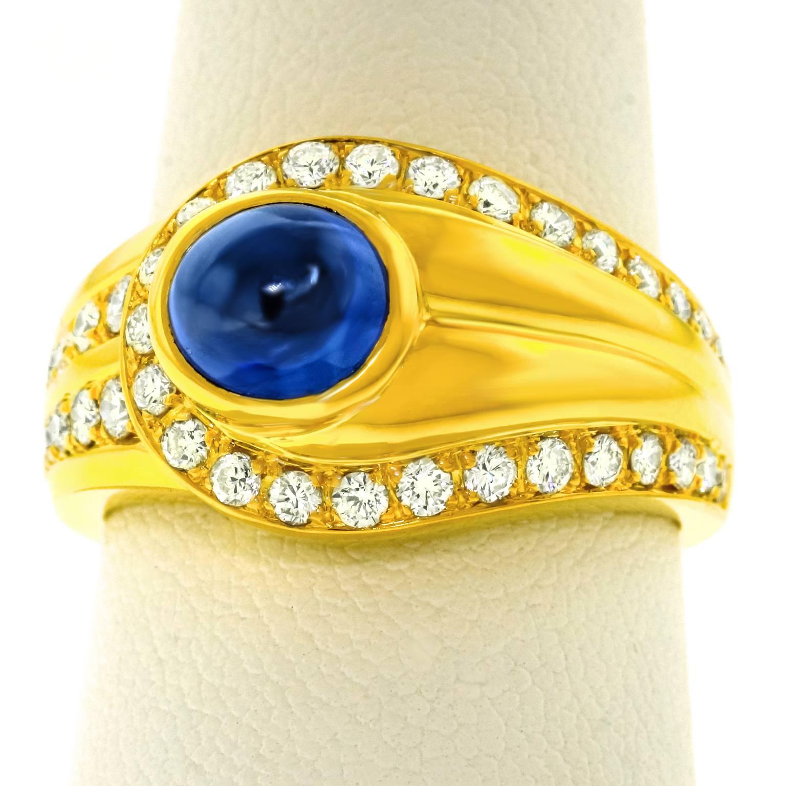 1970s Chic Sapphire Diamond Gold Ring 4