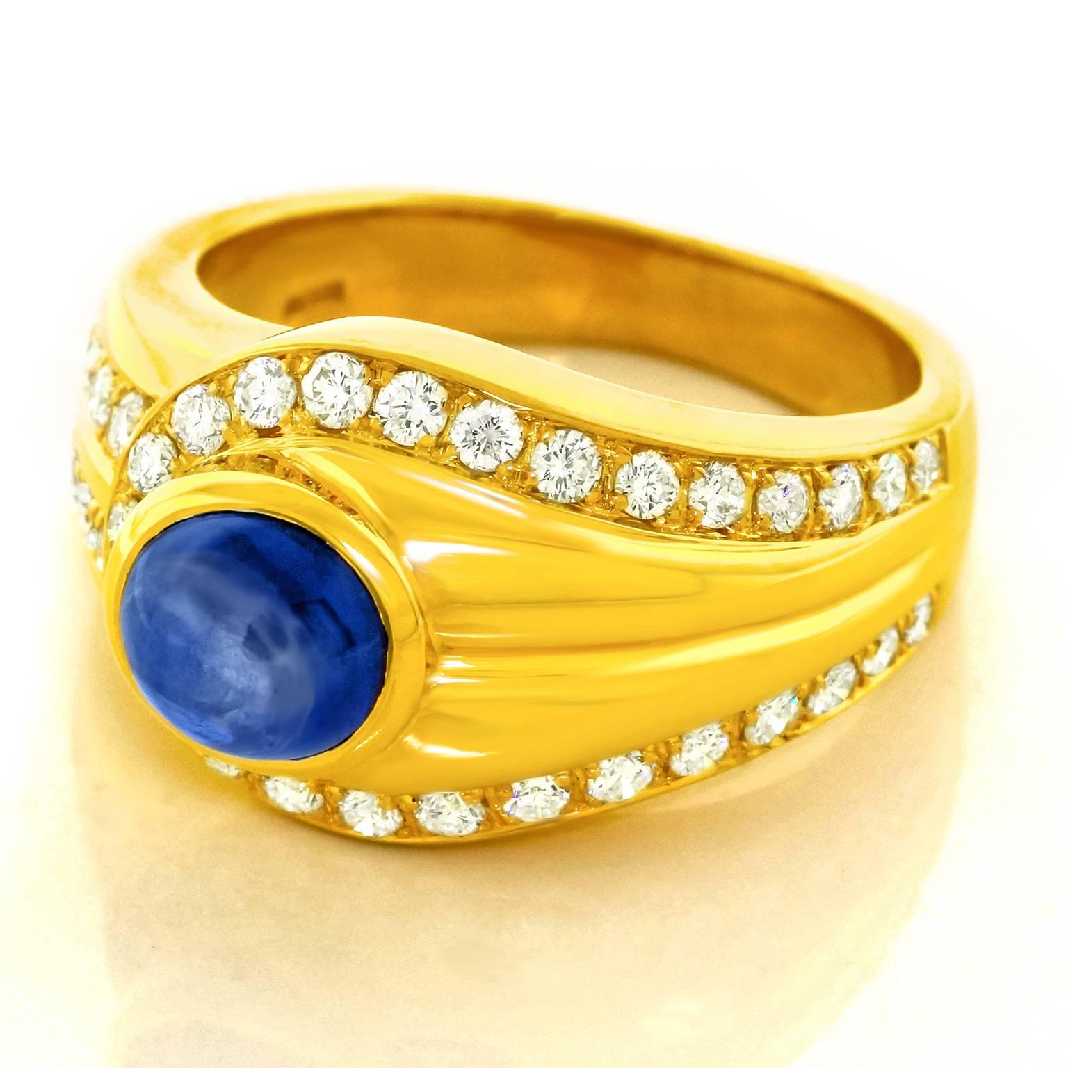 1970s Chic Sapphire Diamond Gold Ring In Excellent Condition In Litchfield, CT