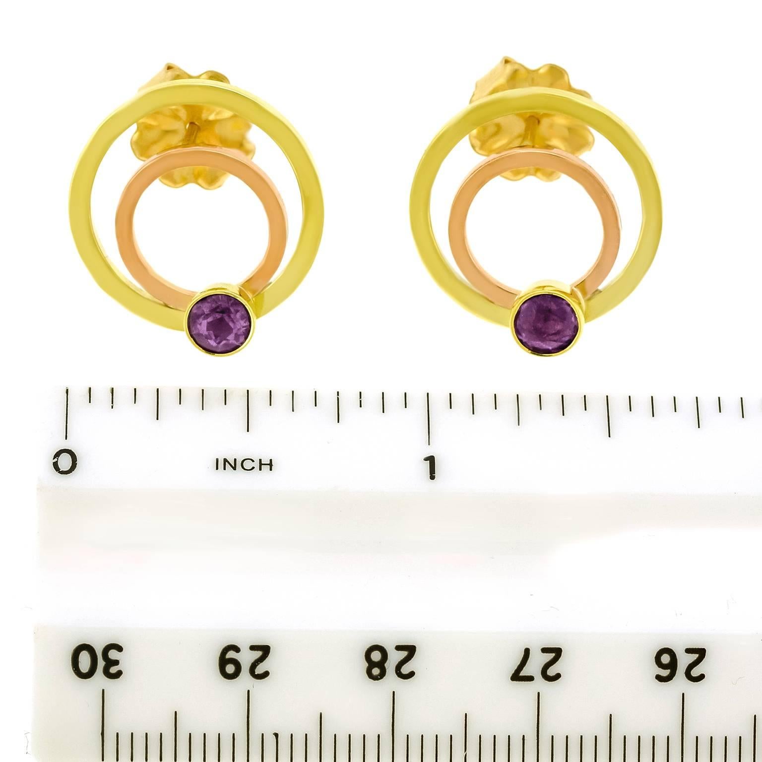 1940s Tiffany & Co. Retro Amethyst Two Color Gold Earrings 2
