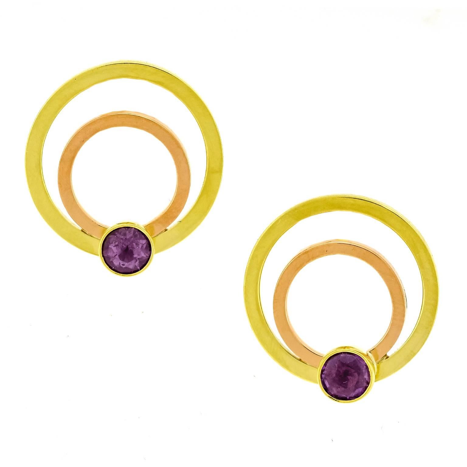 1940s Tiffany & Co. Retro Amethyst Two Color Gold Earrings 4