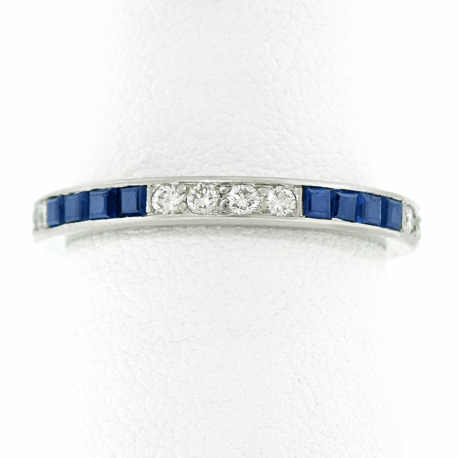 Tiffany & Co. Art Deco Sapphire Diamond Platinum Eternity Band Ring 2