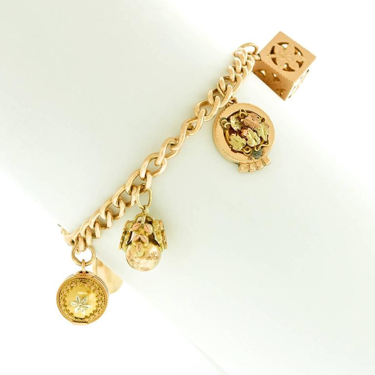Antique Gold Charm Bracelet For Sale at 1stdibs