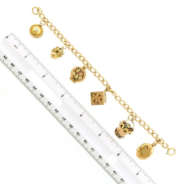 Antique Gold Charm Bracelet For Sale at 1stdibs