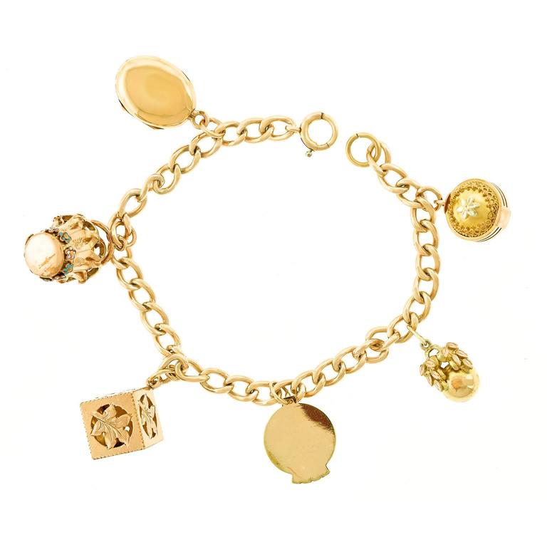 Antique Gold Charm Bracelet For Sale at 1stdibs