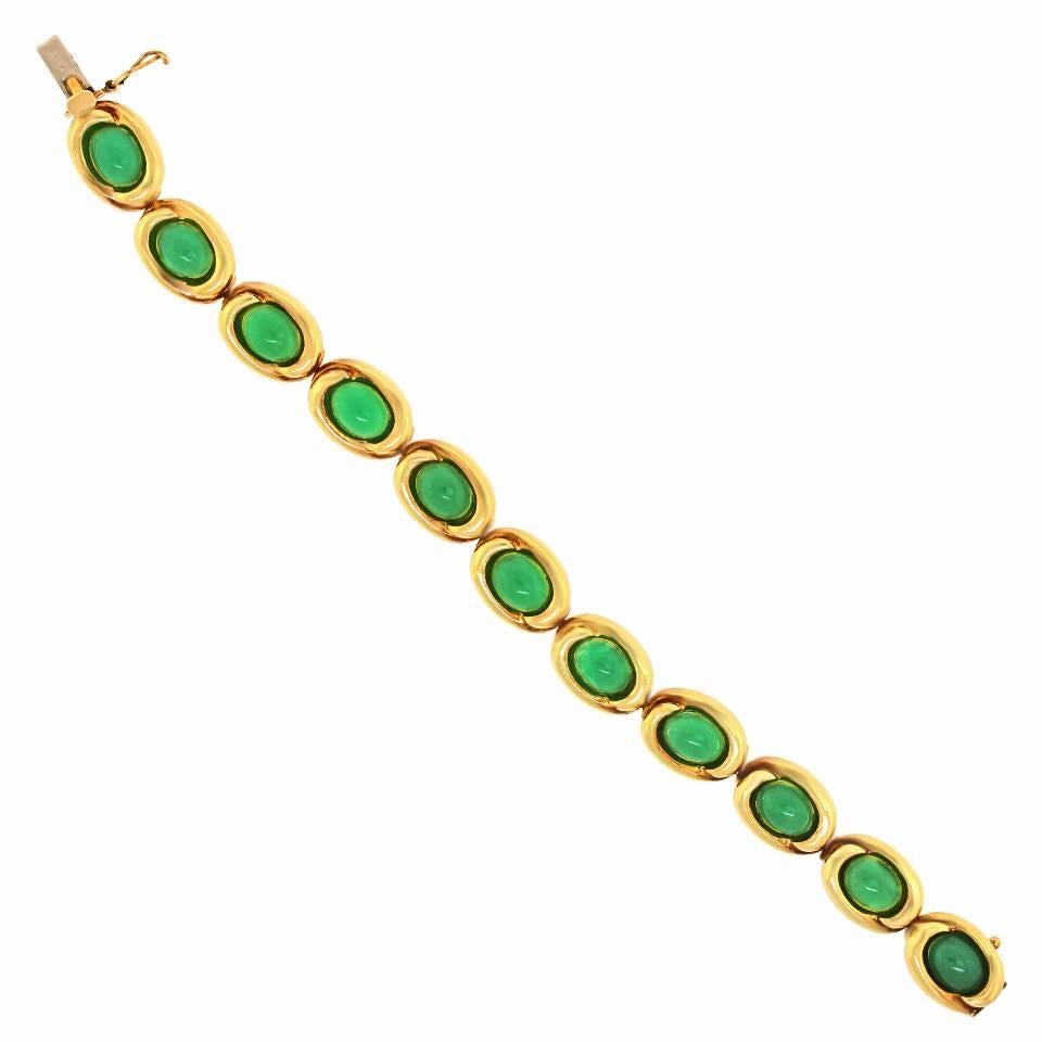 1980s Tiffany & Co. Chrysoprase Gold Bracelet 3