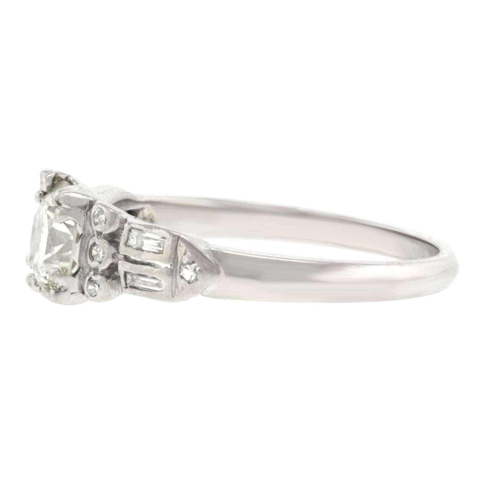 Chic Art Deco Diamond Platinum Engagement Ring 3