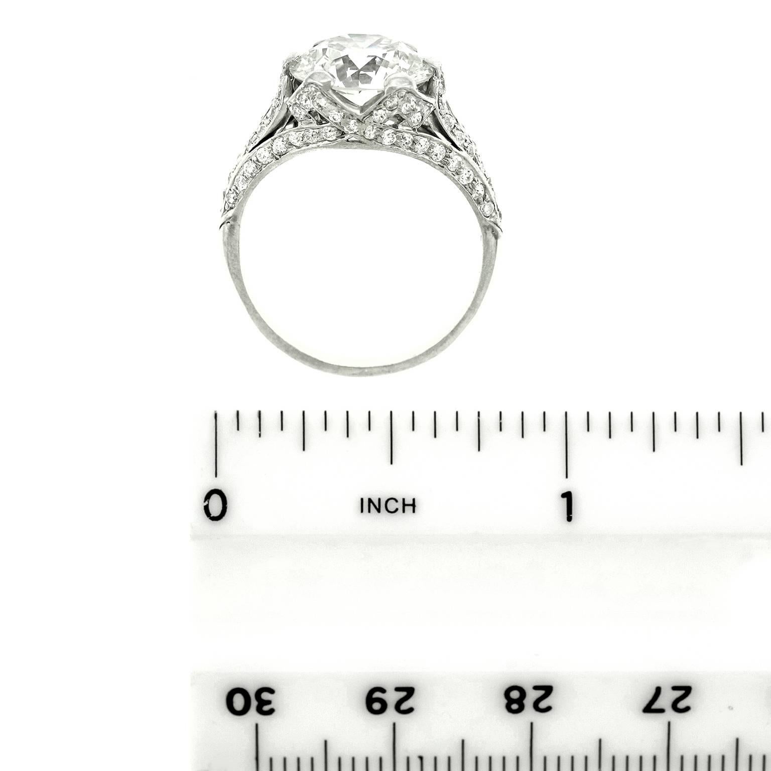 Bailey, Banks and Biddle Art Deco 4.11 Carat Diamond GIA Platinum Ring 2