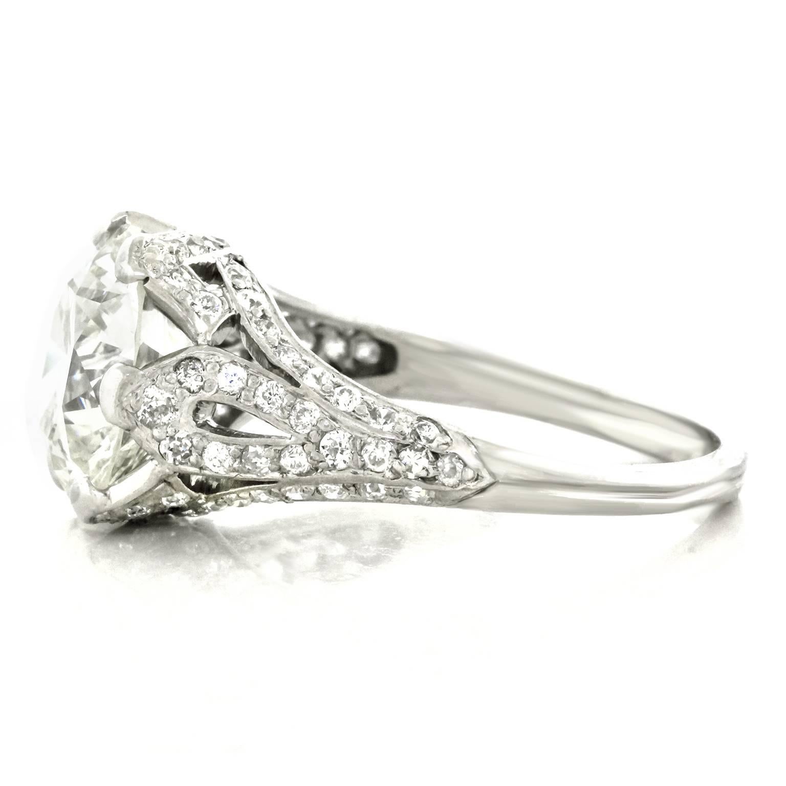 Bailey, Banks and Biddle Art Deco 4.11 Carat Diamond GIA Platinum Ring 3