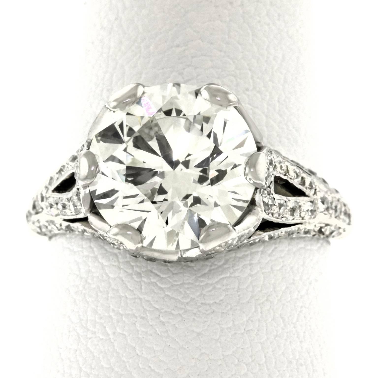 Bailey, Banks and Biddle Art Deco 4.11 Carat Diamond GIA Platinum Ring 4