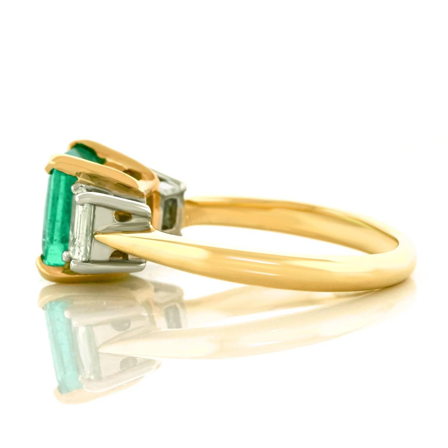 1.84 Carat Colombian Emerald and Diamond Set Gold Ring GIA 3