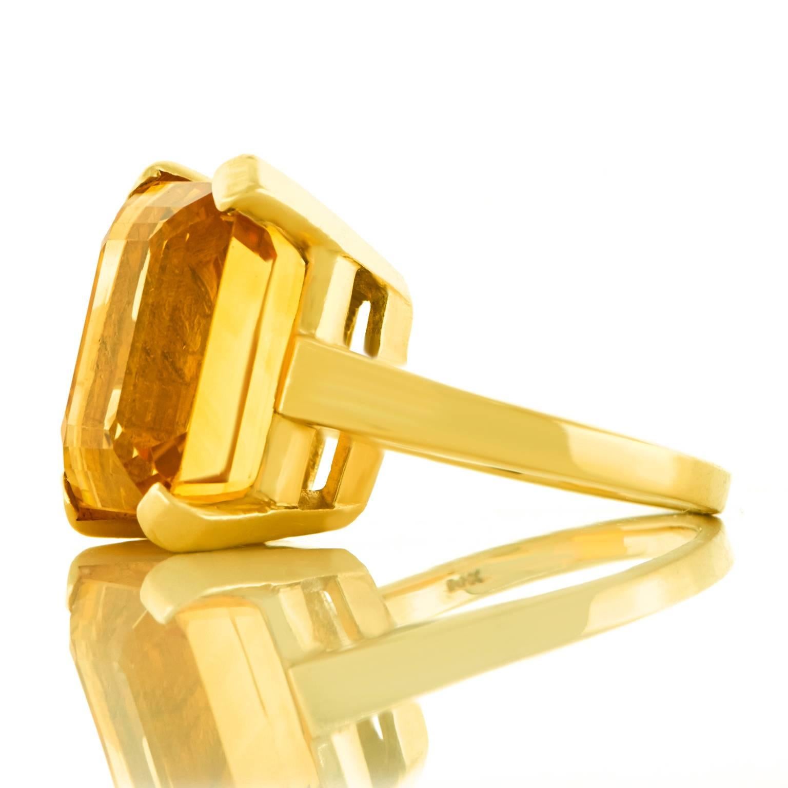 Fabulous Art Deco 14 Carat Citrine and Gold Ring 3
